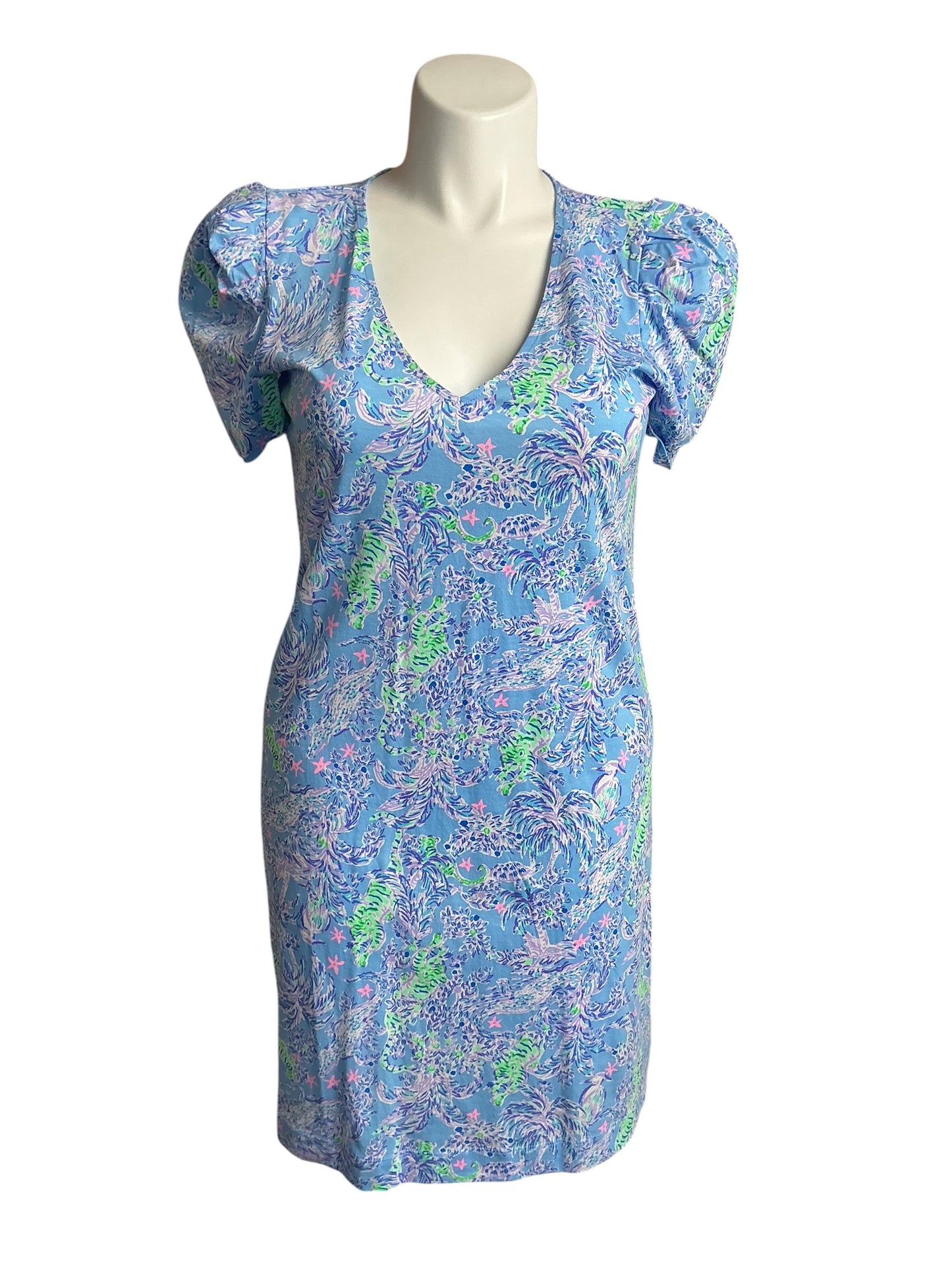 Lilly Pulitzer Aleece T-Shirt Dress Blue Peri The Turtle Package - Size L