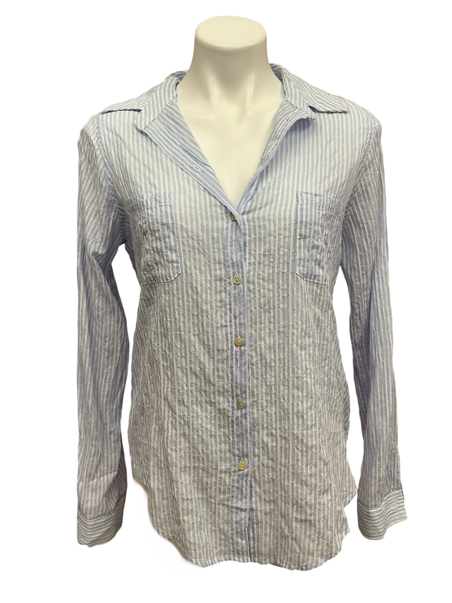 Lilly Pulitzer NWT Sea View Button Down Top Jacaranda Blue Lightweight Oxford Stripe - Size S