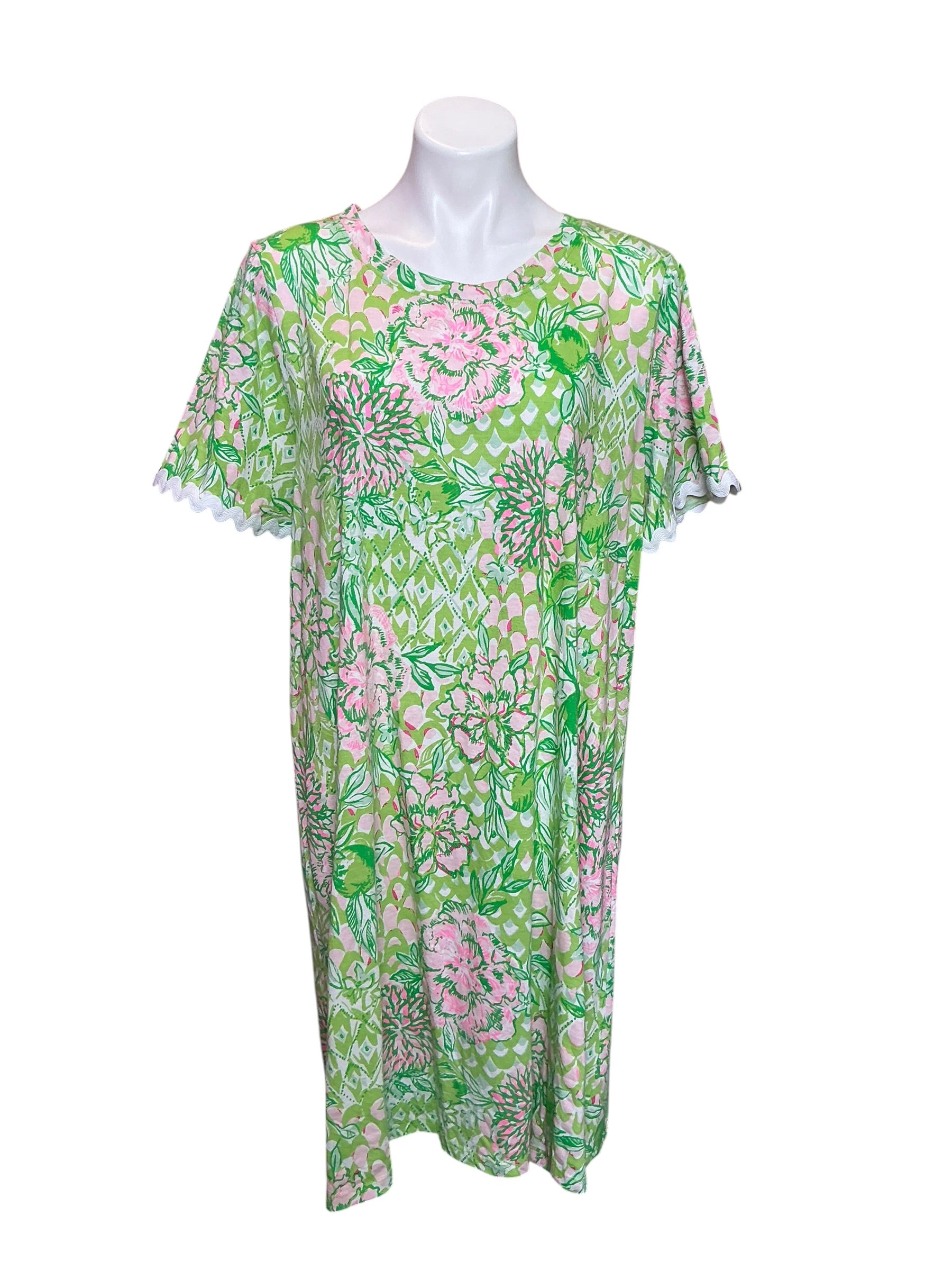 Lilly Pulitzer Cody Short Sleeve T-Shirt Dress Lime Feeling Good - Size XXL