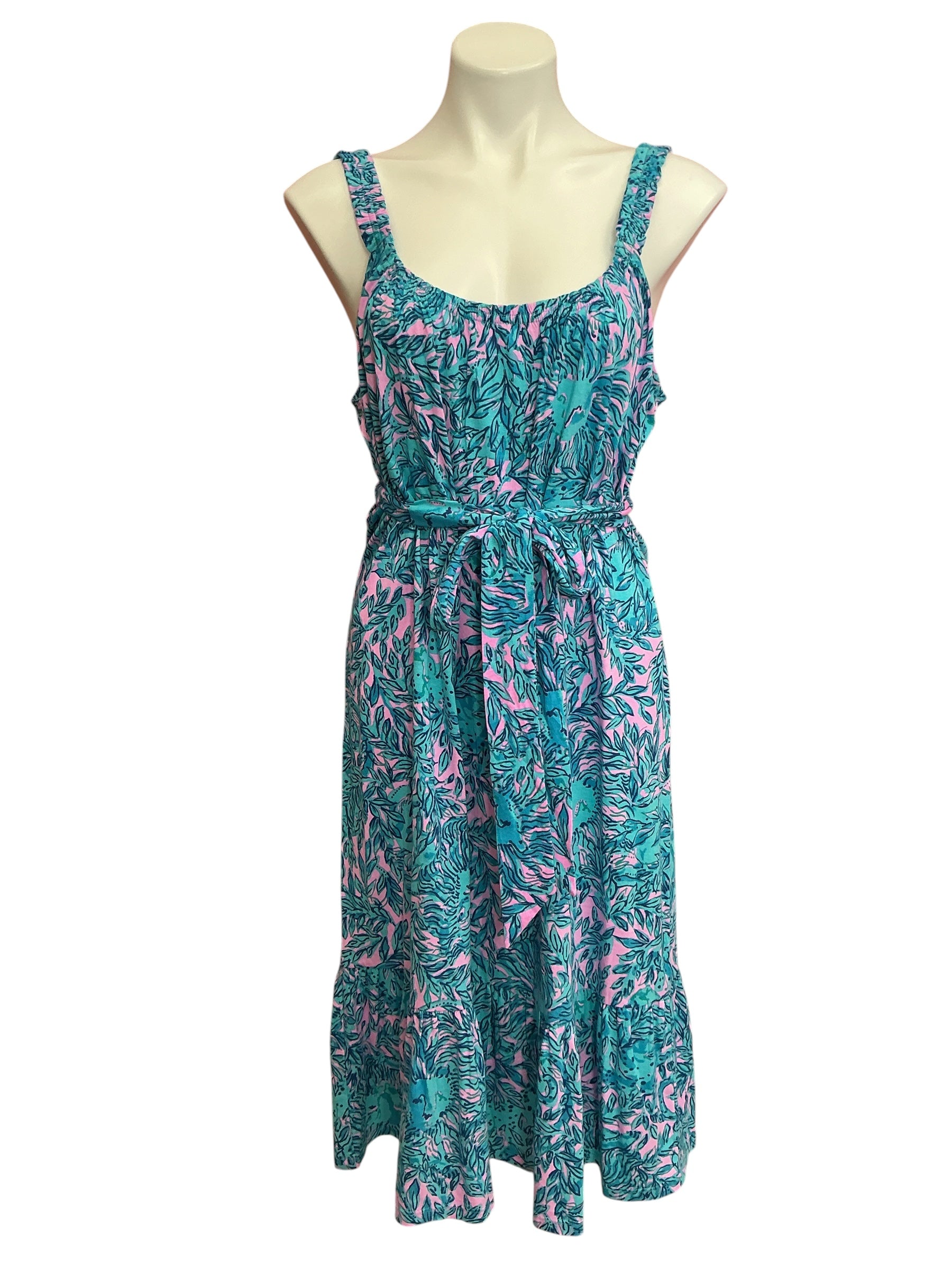 Lilly Pulitzer Collins Tank Dress Bermuda Blue You Grow Girl - Size L