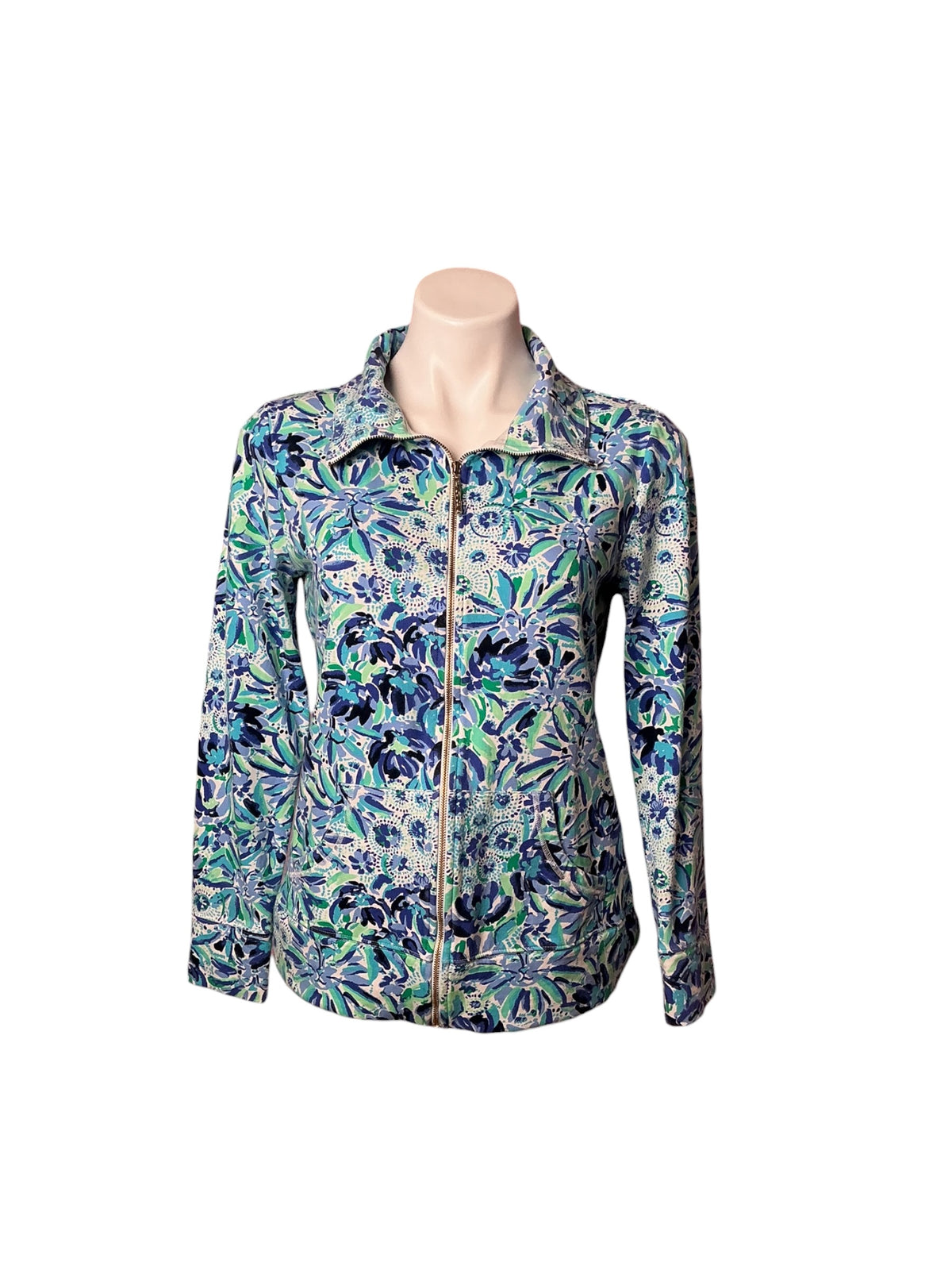 Lilly Pulitzer Leona Zip-Up Jacket Iris Blue High Maintenance - Size M