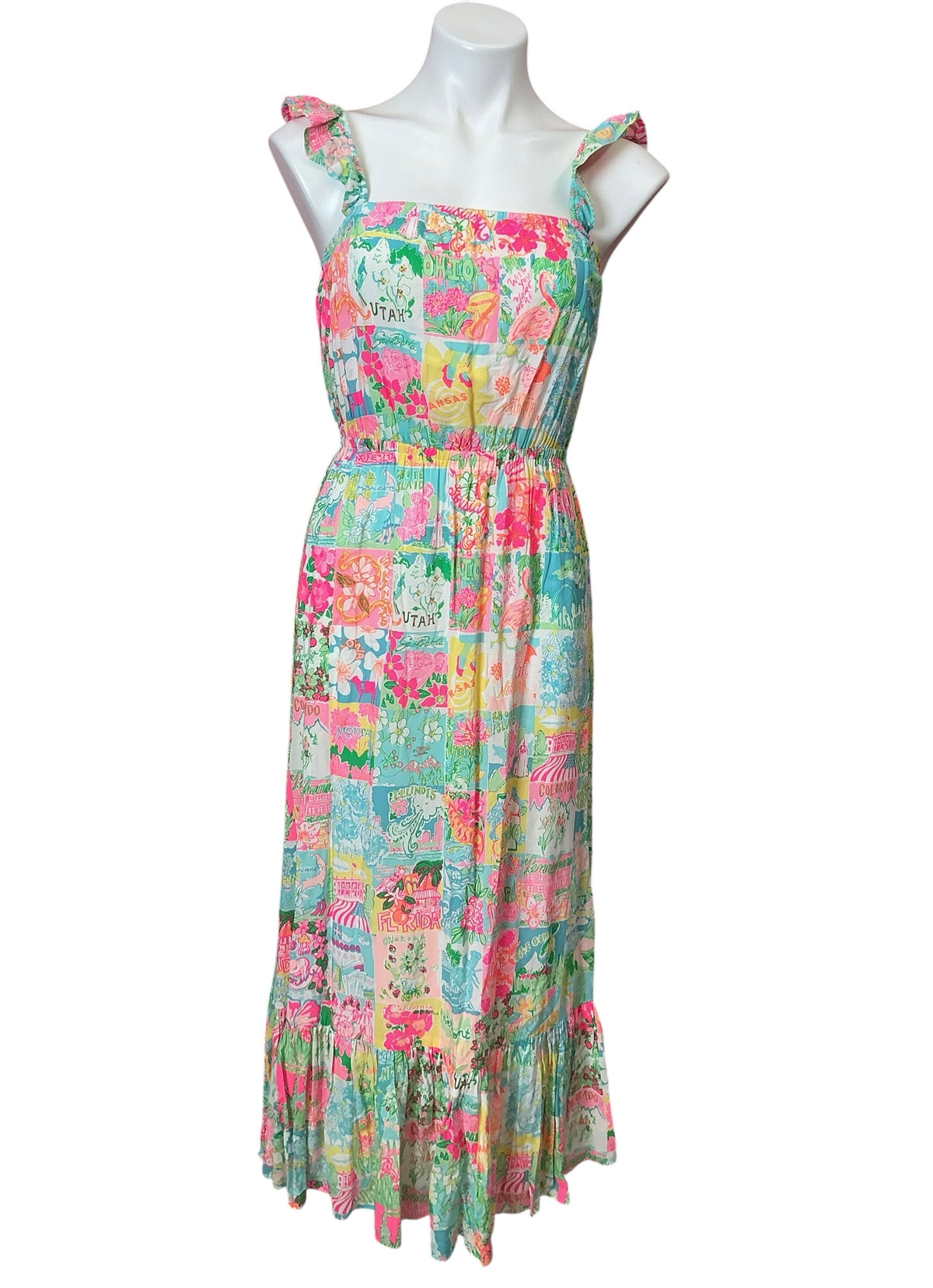 Lilly Pulitzer NWT Crista Midi Dress Pop Up Lilly State Of Mind - Size S