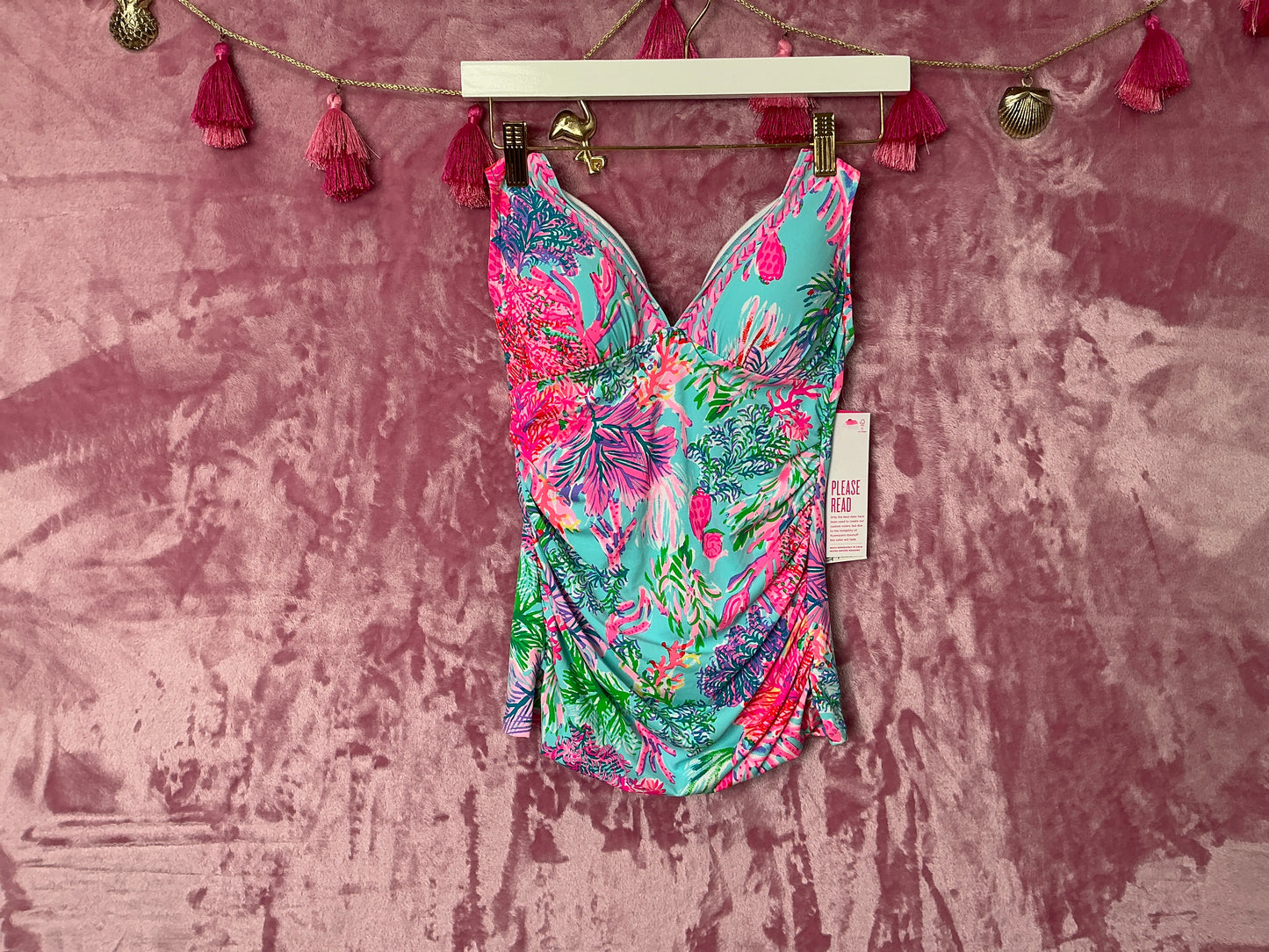 Lilly Pulitzer Tankini Top NWT - Bliss Halter Tankini - Celestial Blue - Cay To My Heart Engineered Tankini - Size 2