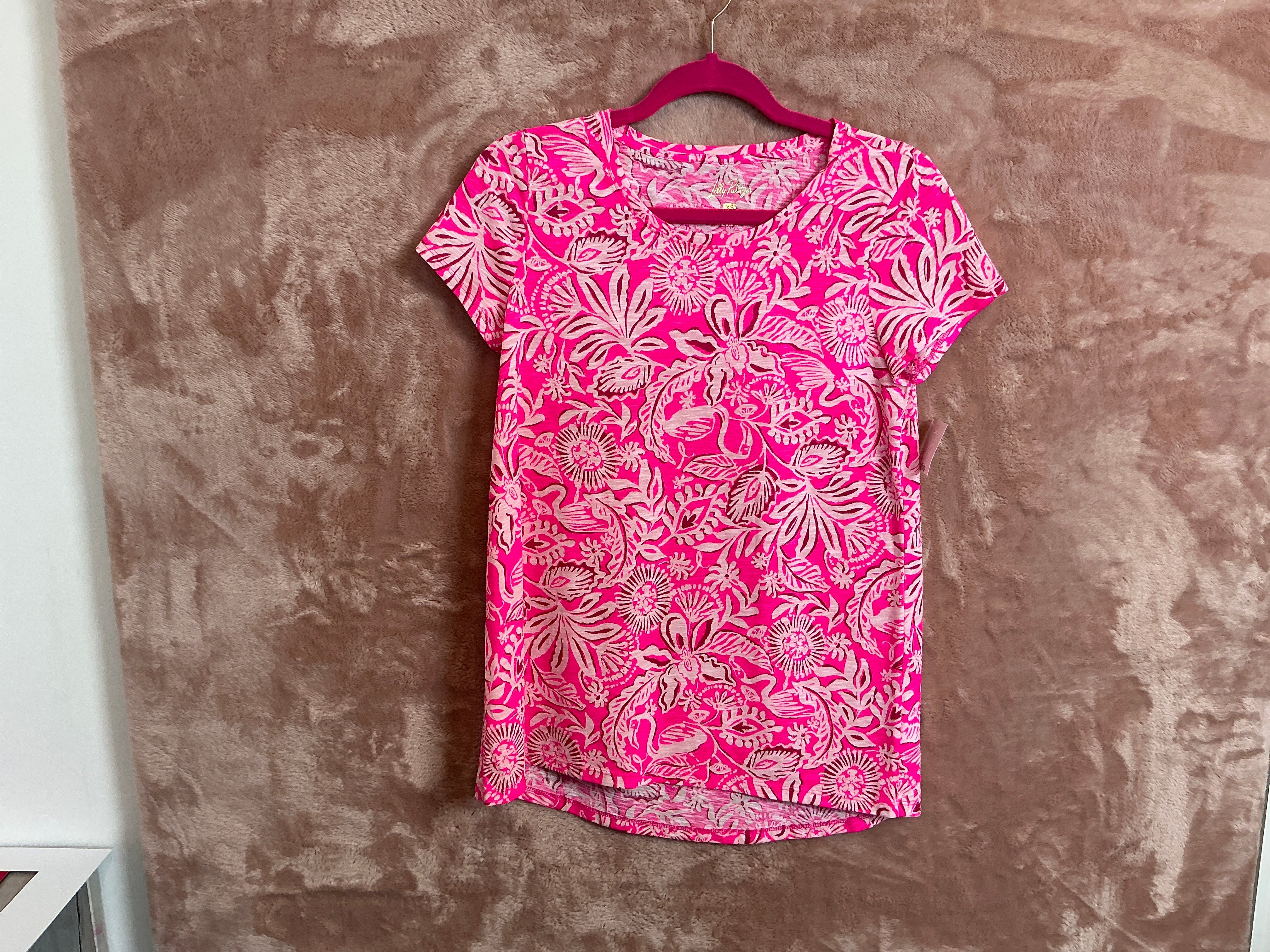 Lilly Pulitzer Top NWT - Etta Scoop Neck - Passion Fruit Pink - Absolutely Flamazing - Size XS