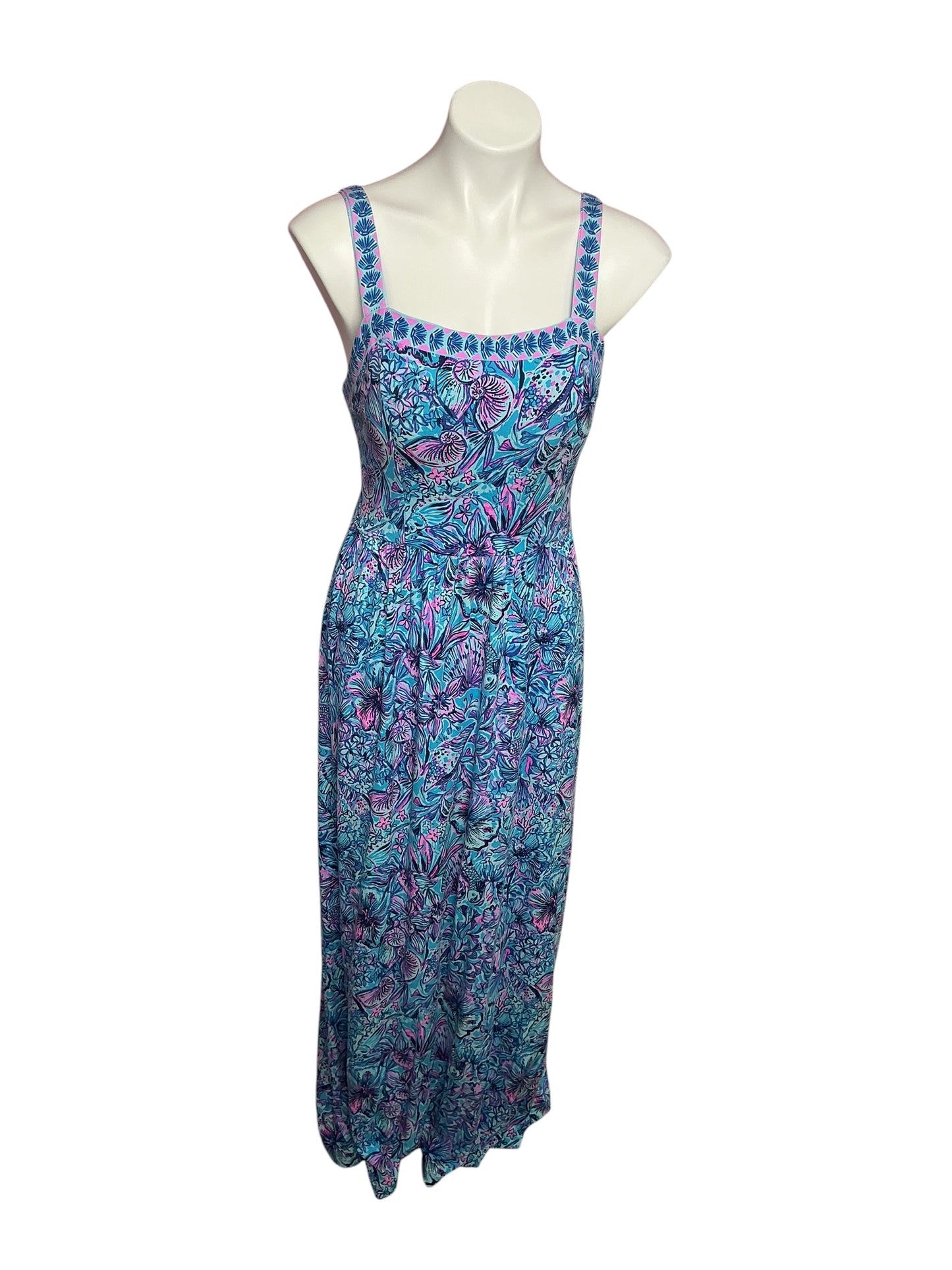 Lilly Pulitzer Mirasol Maxi Dress Breakwater Blue Shells N Bells - Size 4