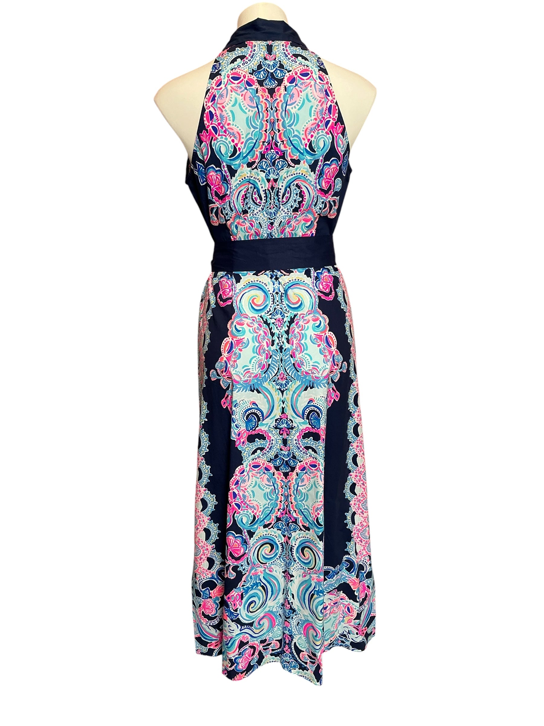 Lilly Pulitzer NWT Novah Stretch Midi Dress High Tide Navy Shaka Shaka Shake - Size 10