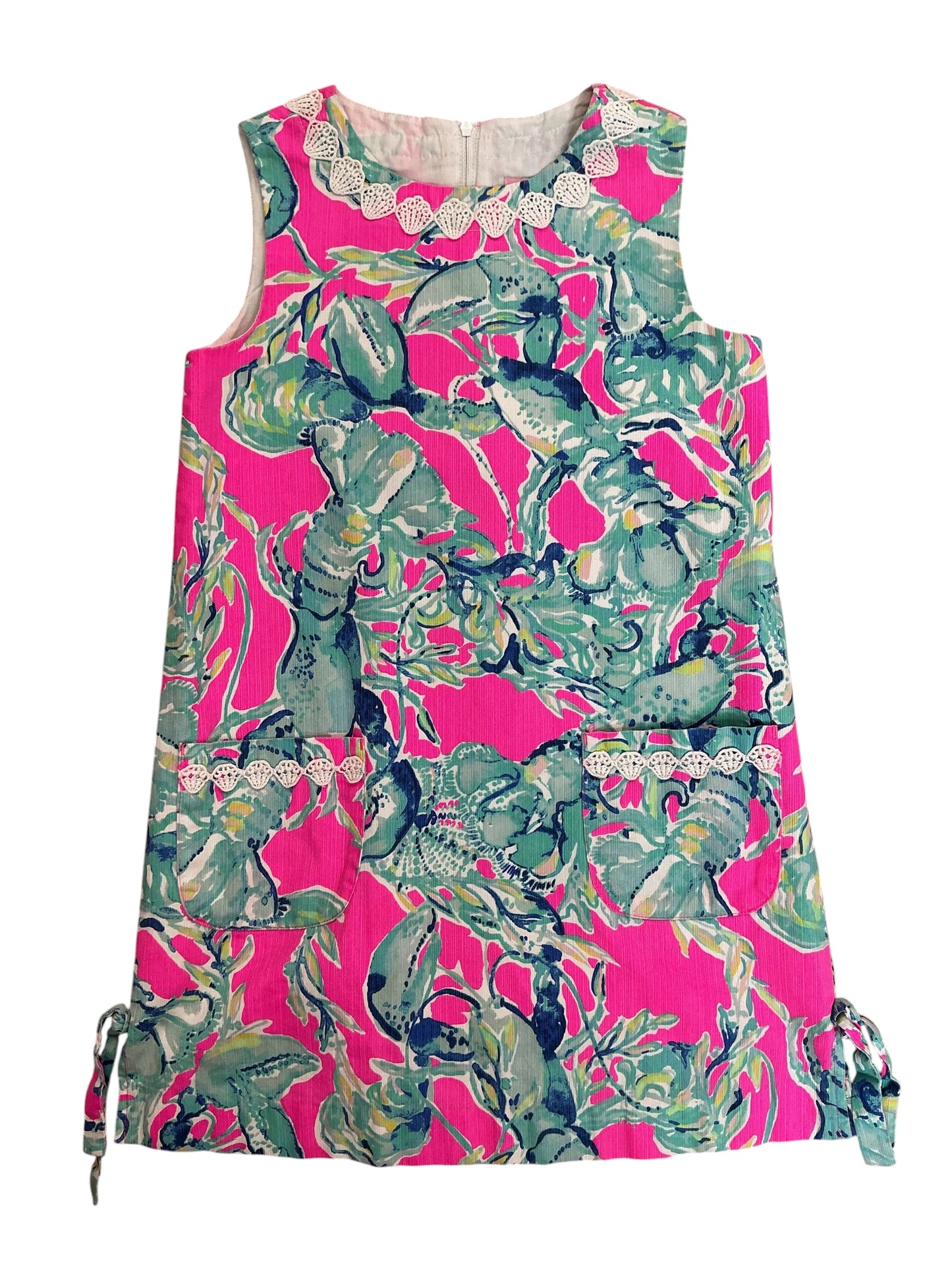 Lilly Pulitzer Girls Kids Shift Dress Raz Berry Lobsters In Love - Size 8