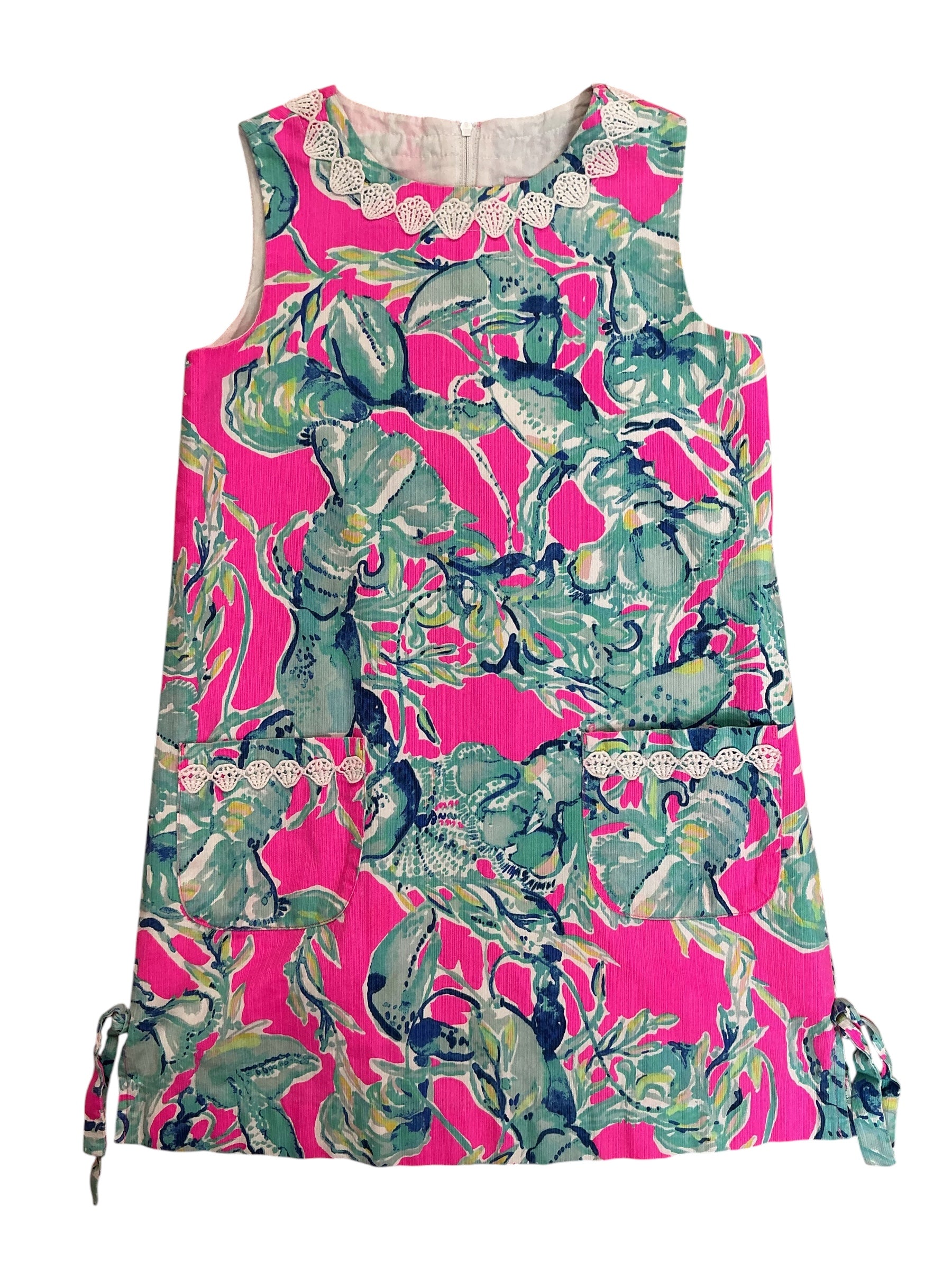 Lilly Pulitzer Girls Kids Shift Dress Raz Berry Lobsters In Love - Size 8