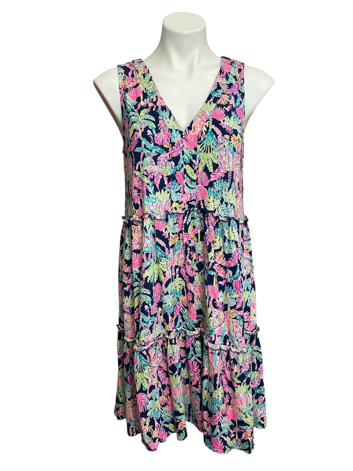 Lilly Pulitzer Lorina Swing Dress Oyster Bay Navy Seen And Herd - Size M