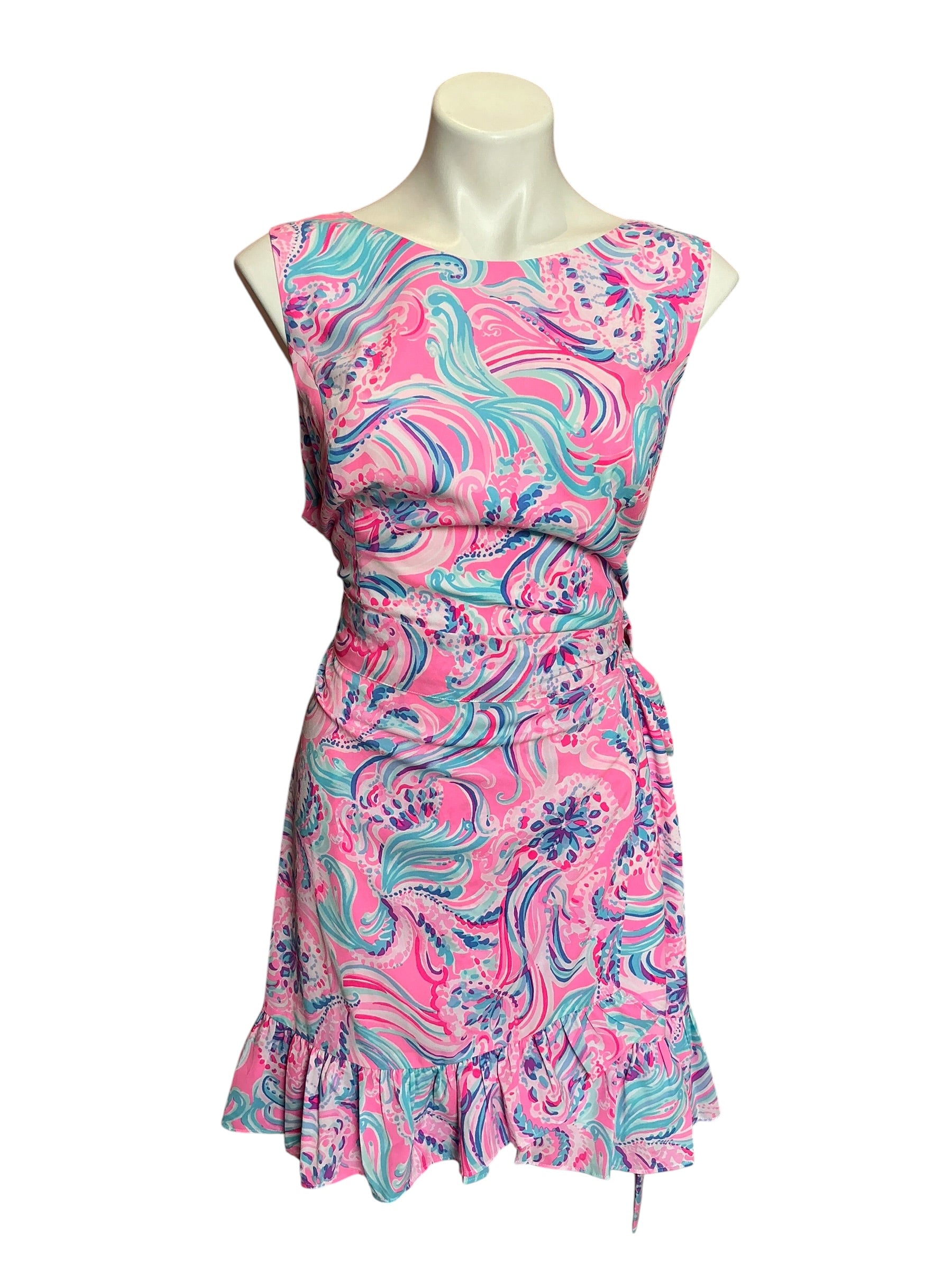 Lilly Pulitzer Joselyn Stretch Wrap Dress Prosecco Pink Don't Be Jelly - Size 16