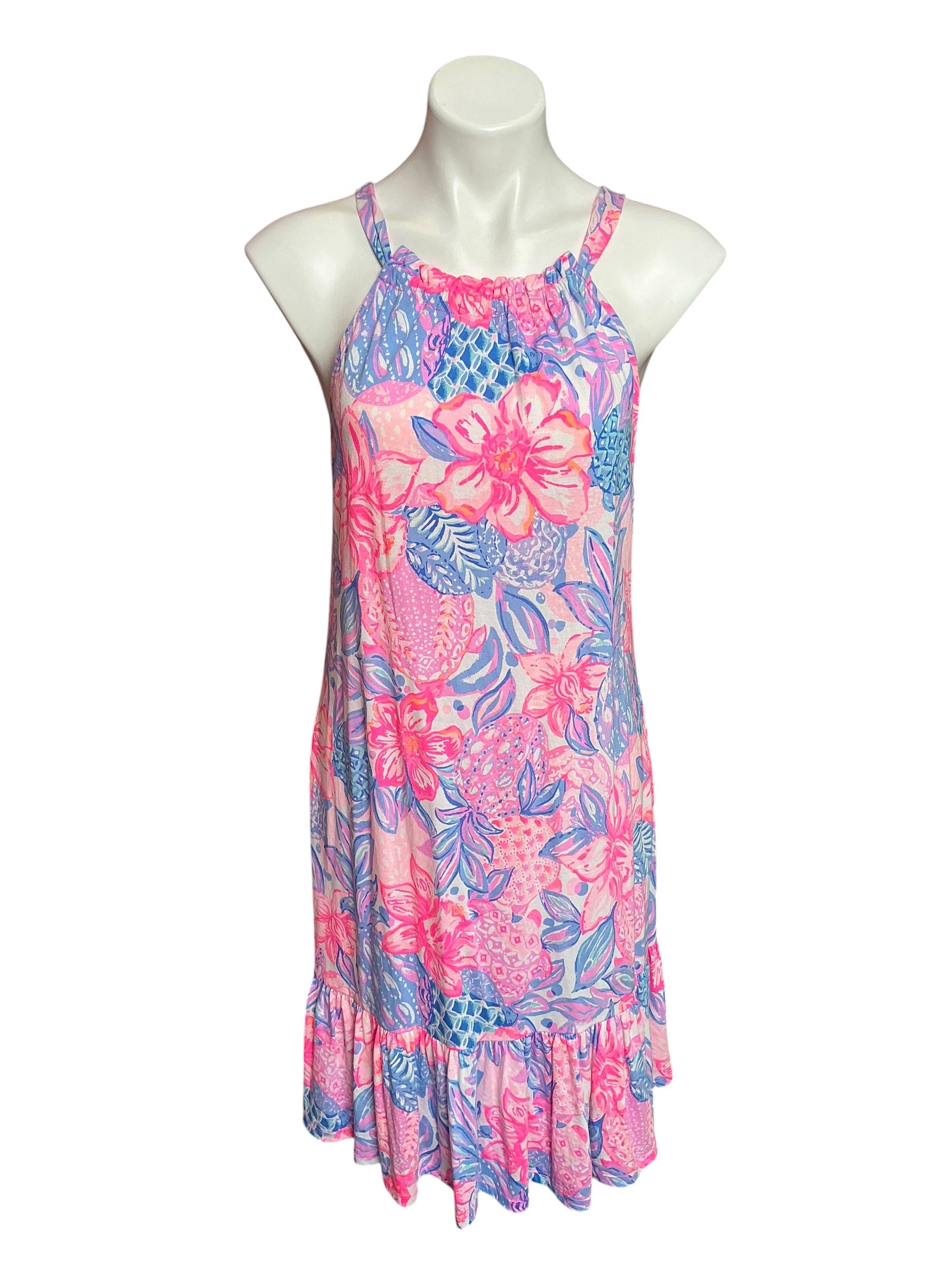 Lilly Pulitzer Saira Dress Pink Isle Snappy Turtle - Size L