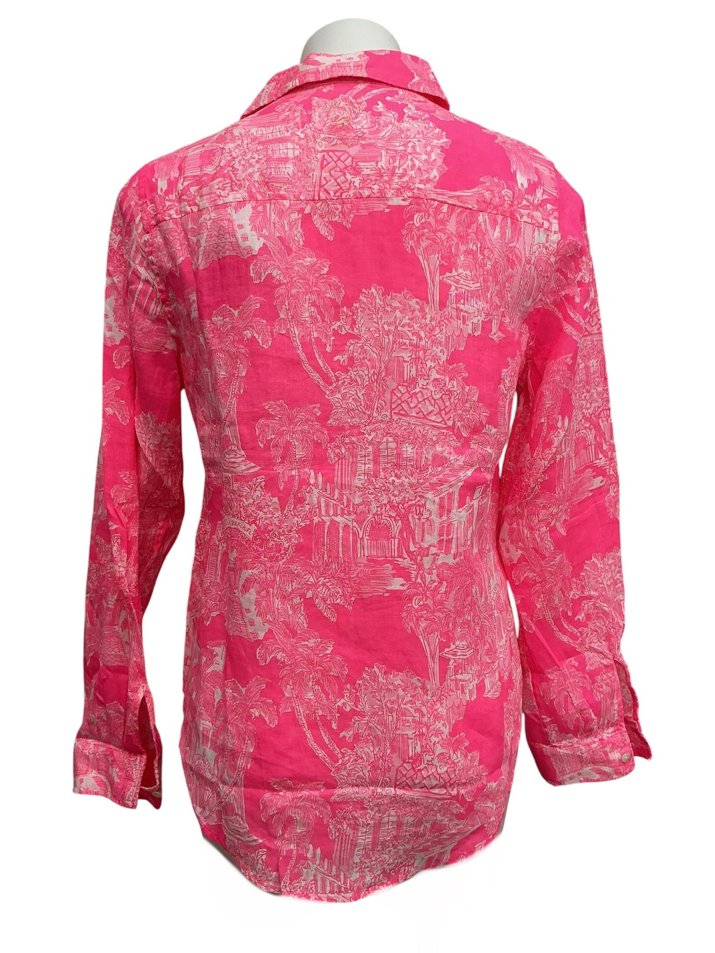 Lilly Pulitzer NWT Sea View Button Down Top Roxie Pink PB Anniversary Toile - Size S