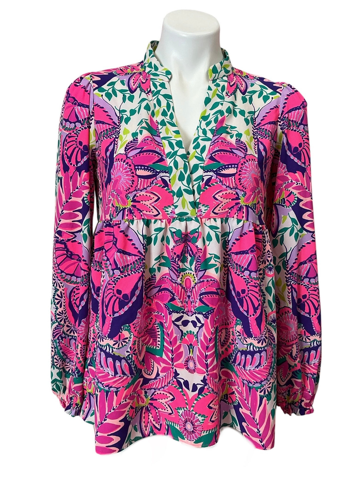 Lilly Pulitzer Winona Stretch Tunic Top Resort White Shes Too Fly - Size XS