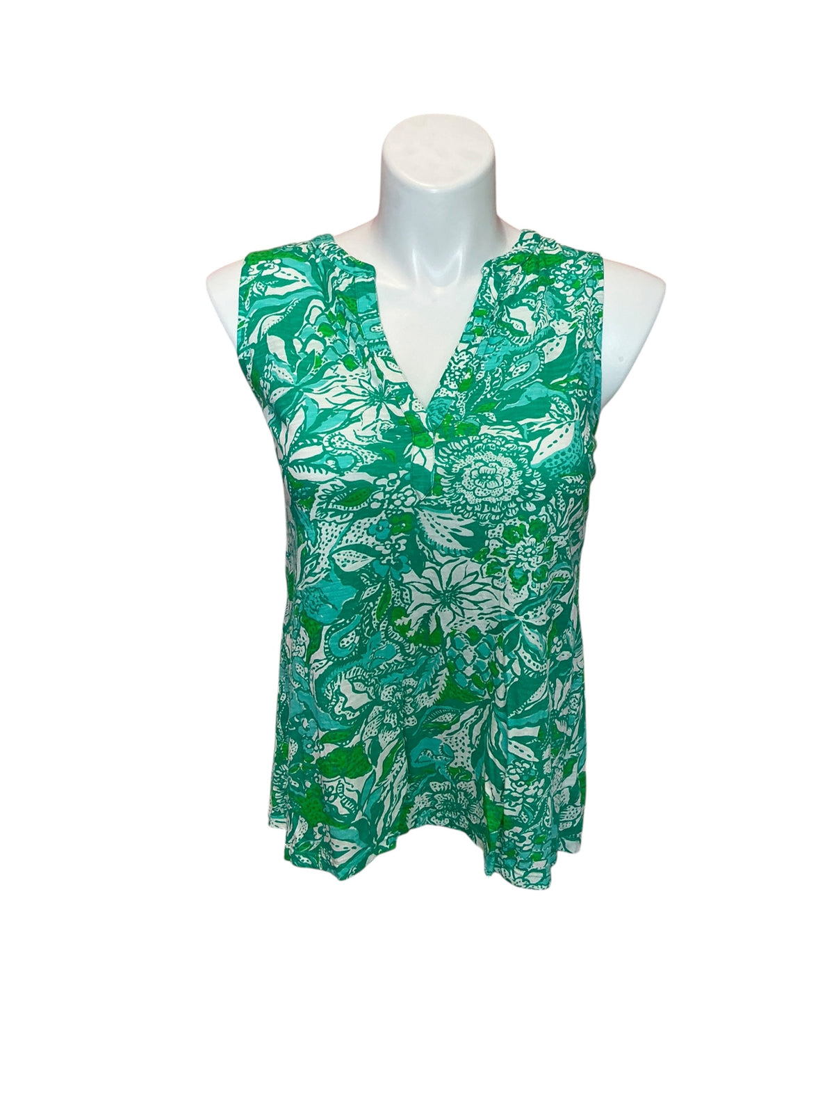 Lilly Pulitzer Dev Knit Top Botanical Green Safari Sangria - Size XL