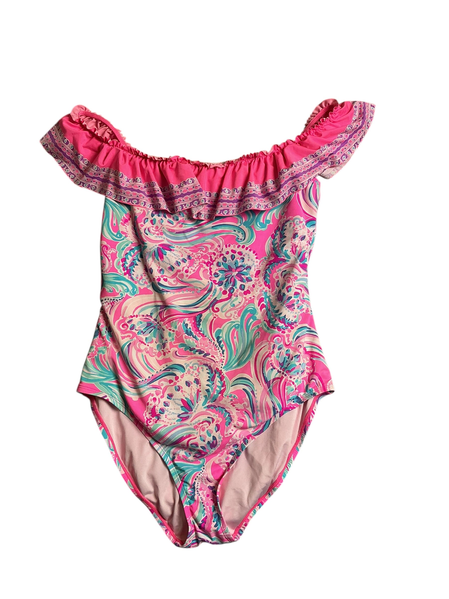 Lilly Pulitzer Fiesta One Piece Swimsuit Prosecco Pink Don't Be Jelly - Size 14