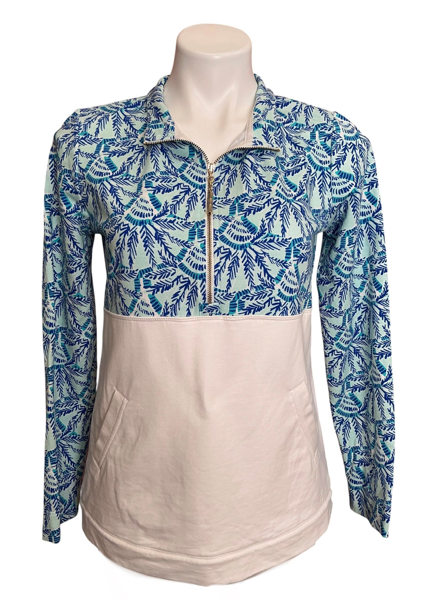 Lilly Pulitzer Asher Popover Top Whisper Blue One Of A Kind - Size S