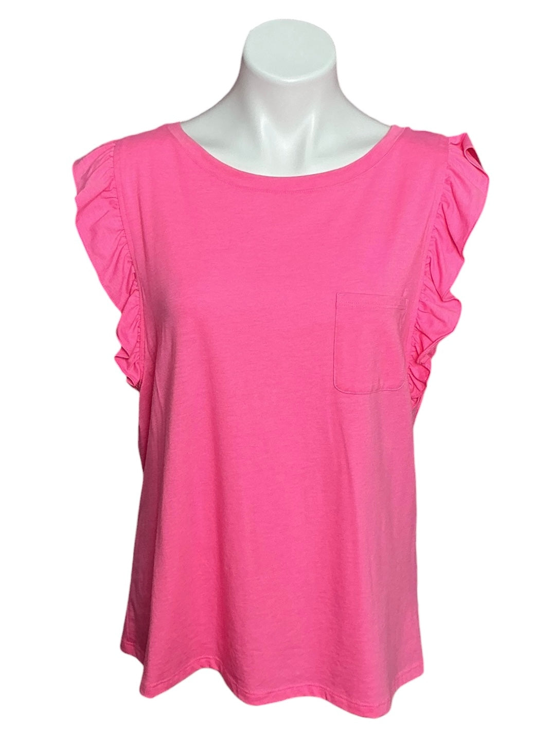 Lilly Pulitzer Laina Ruffle Sleeve Top Bonaire Pink - Size XL