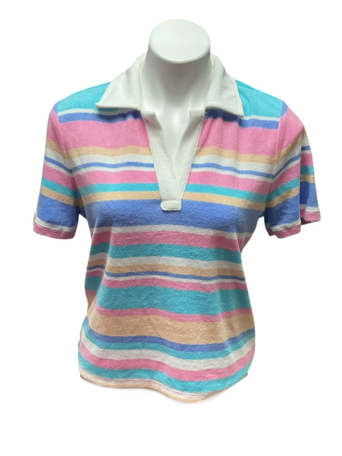 Lilly Pulitzer Brunella Towel Terry Polo Top - Fresh Water Al Fresco Stripe - Size S