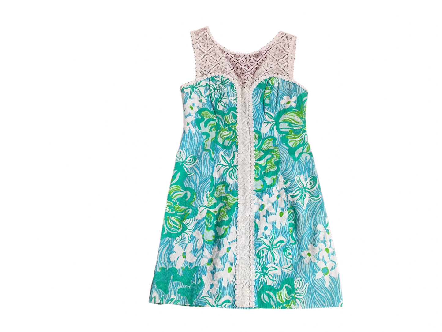 Lilly Pulitzer Sofia Lace Shift Dress - Lagoon Green Wave Rider - Size 00
