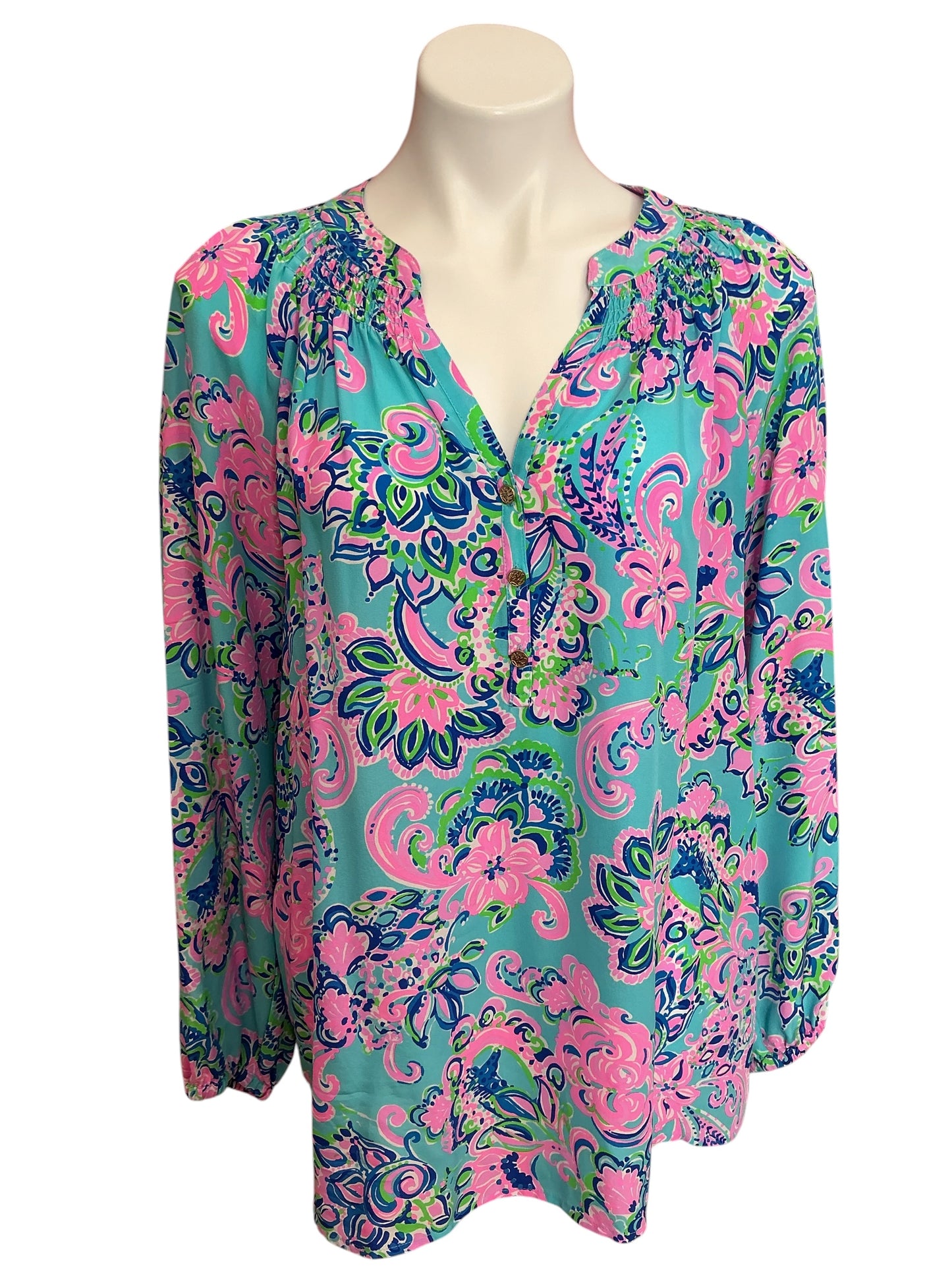 Lilly Pulitzer Elsa Top Tide Pools Blue - Size XL