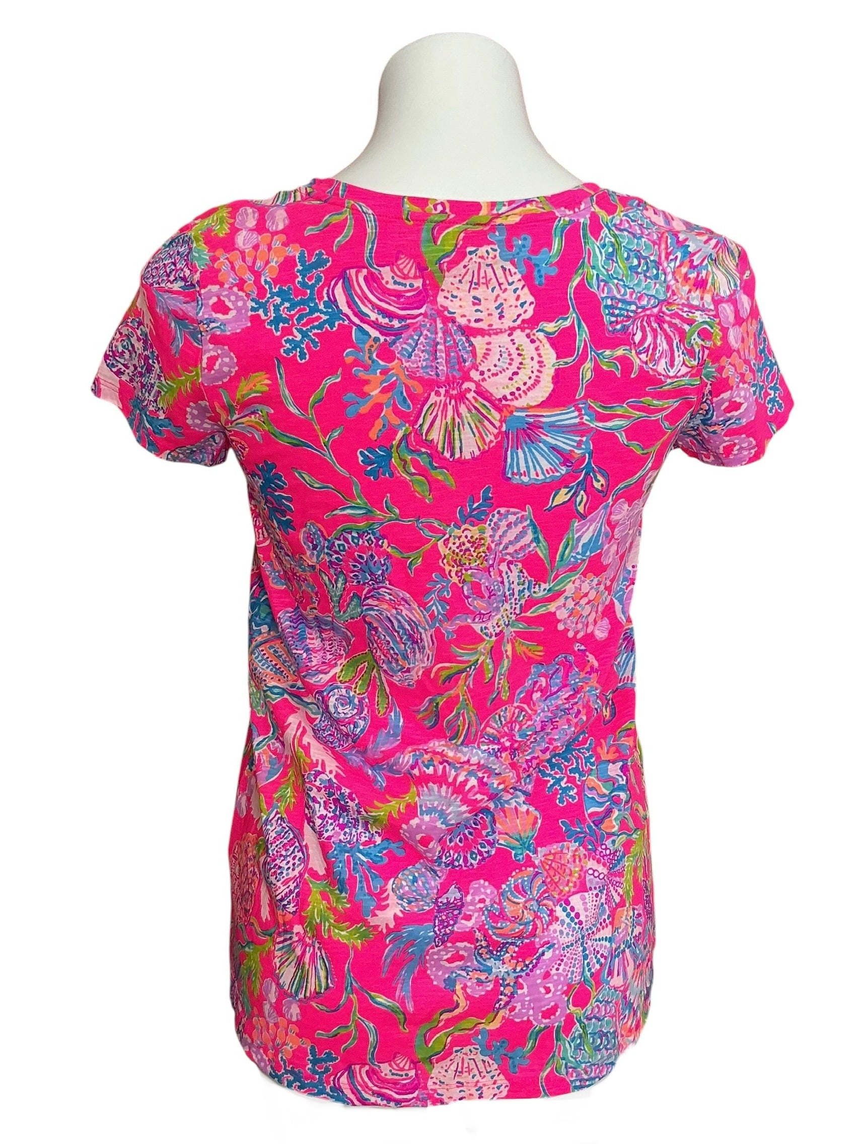 Lilly Pulitzer NWT Etta V Neck Top Pink Isle Shell Me Something Good - Size XS