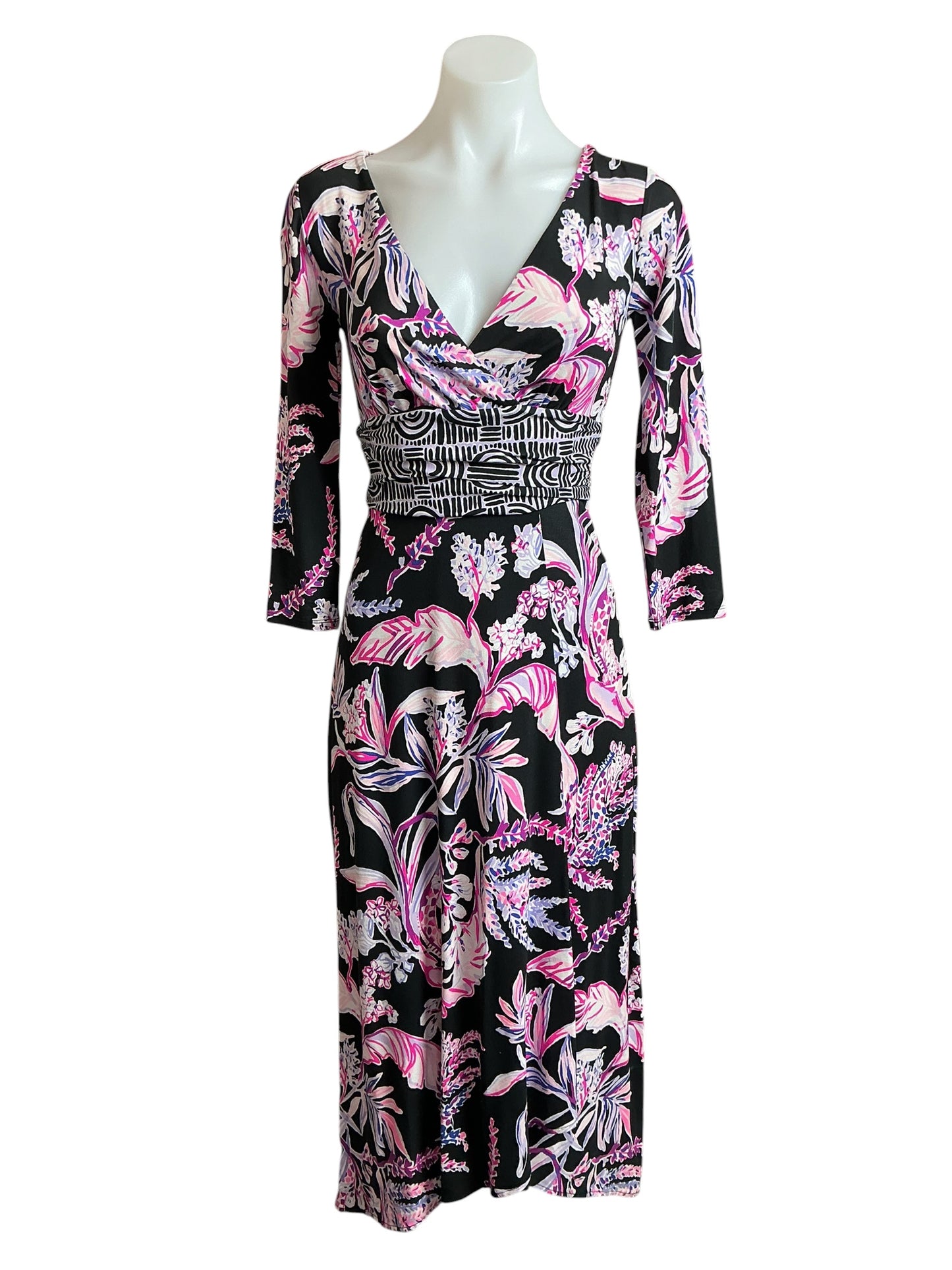 Lilly Pulitzer NWT Fleuris Midi Dress Onyx Wild Within Engineered Knit - Size XXS