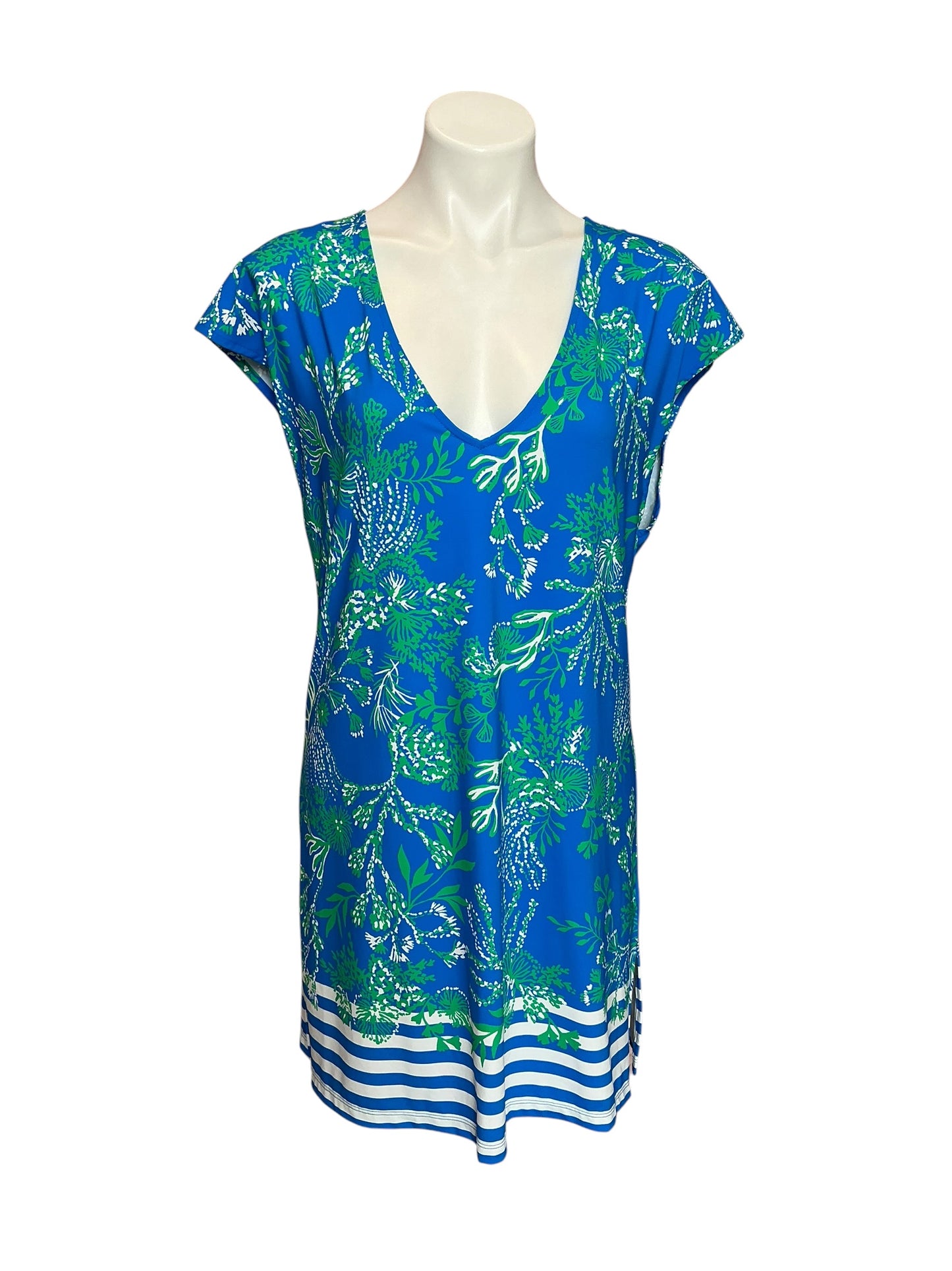 Lilly Pulitzer Talli V-Neck Cover-Up Briny Blue A Bit Salty Engineered - Size S