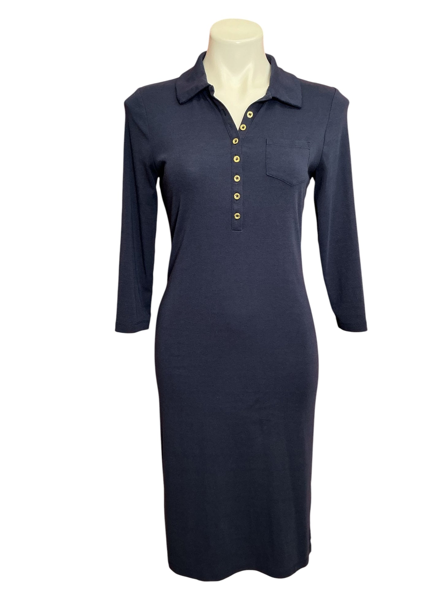 Lilly Pulitzer Reema 3/4 Sleeve Polo Dress True Navy - Size S