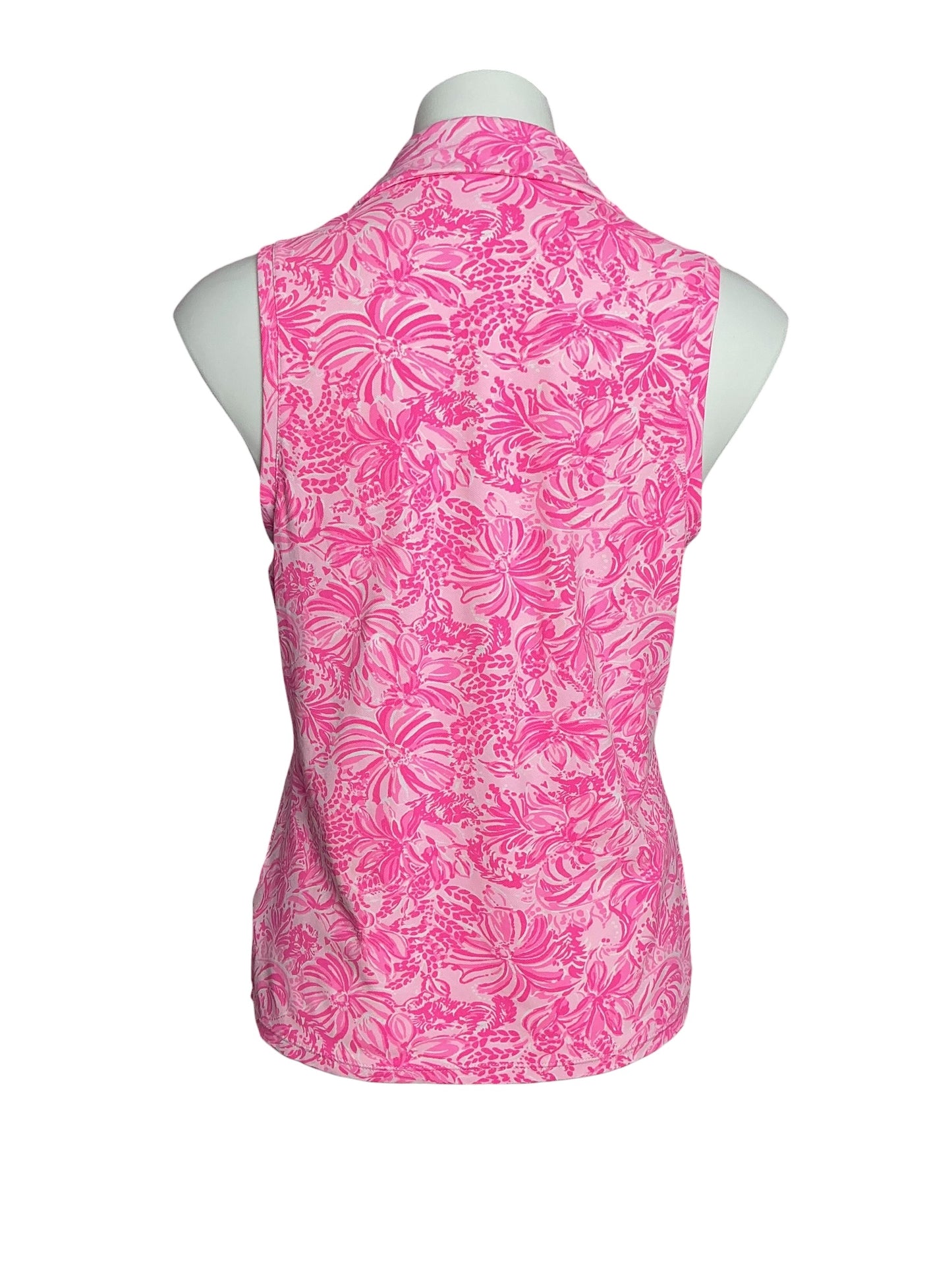 Lilly Pulitzer Imara Polo UPF 50+ Pink Blossom Foxy Llama - Size M
