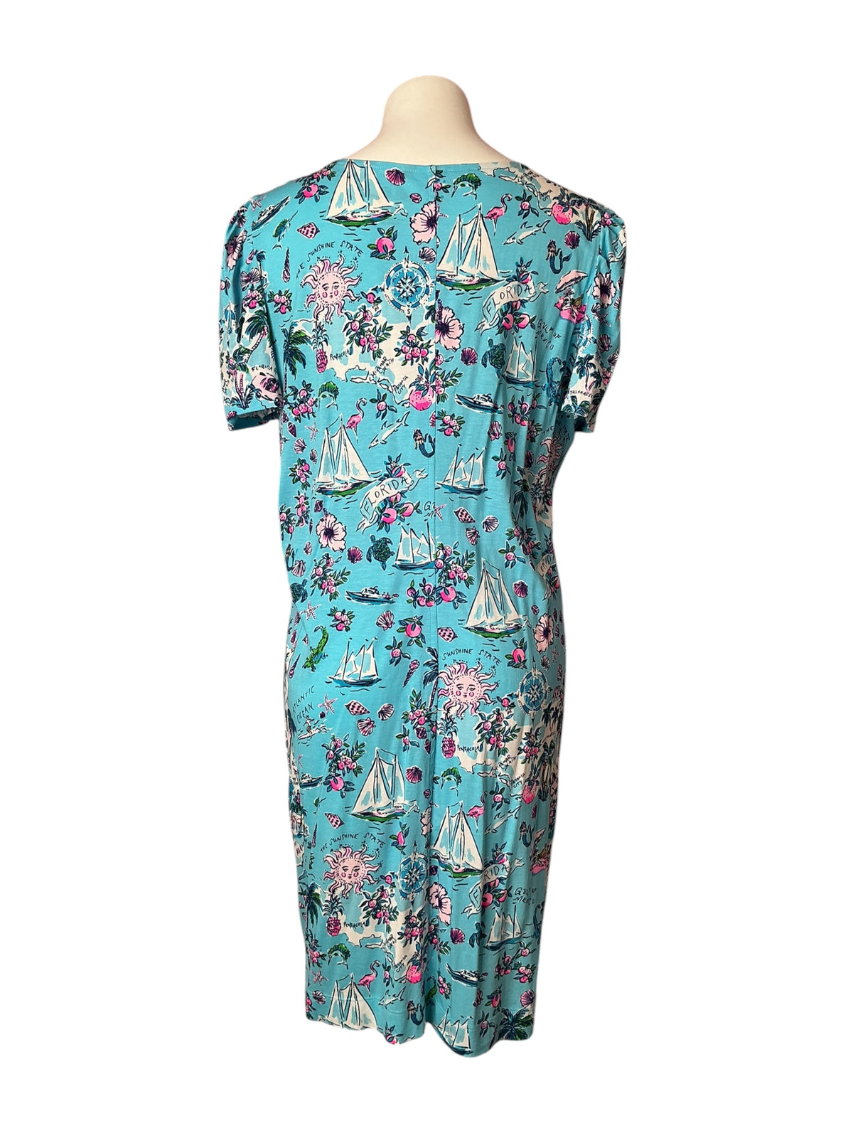 Lilly Pulitzer Aleece T-Shirt Dress Amalfi Blue Lilly's Roadtrip - Size XL