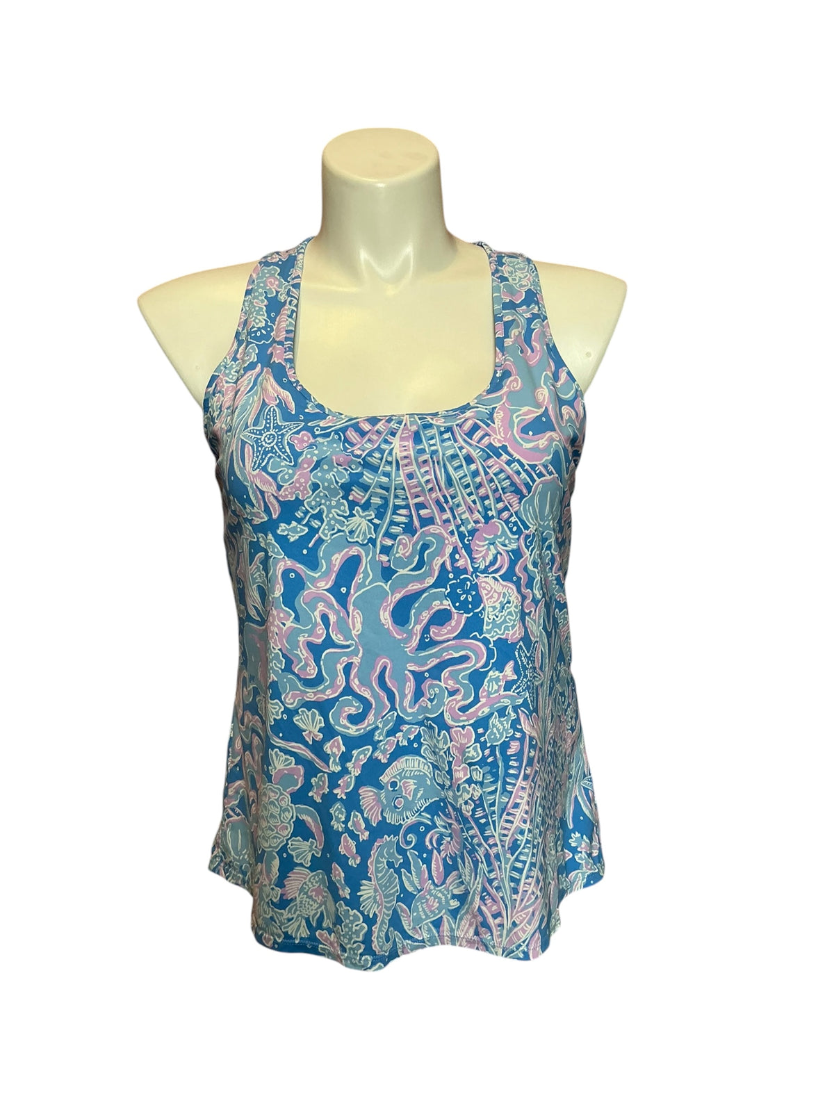 Lilly Pulitzer UPF 50+ Luxletic Mina Bra Tank Top Boca Blue Sea What I Sea - Size XL