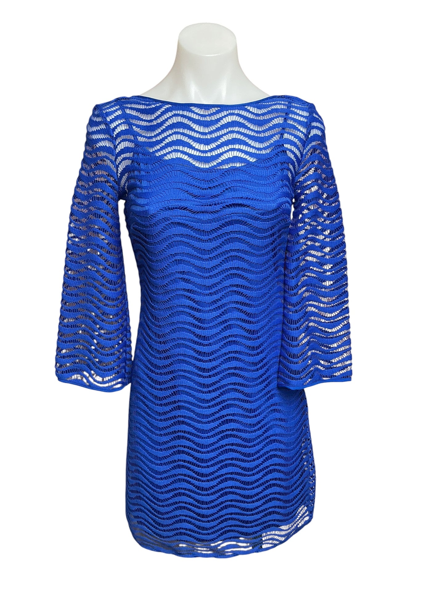 Lilly Pulitzer NWT Topanga Dress Sapphire Blue Wavey Knit Lace - Size XXS