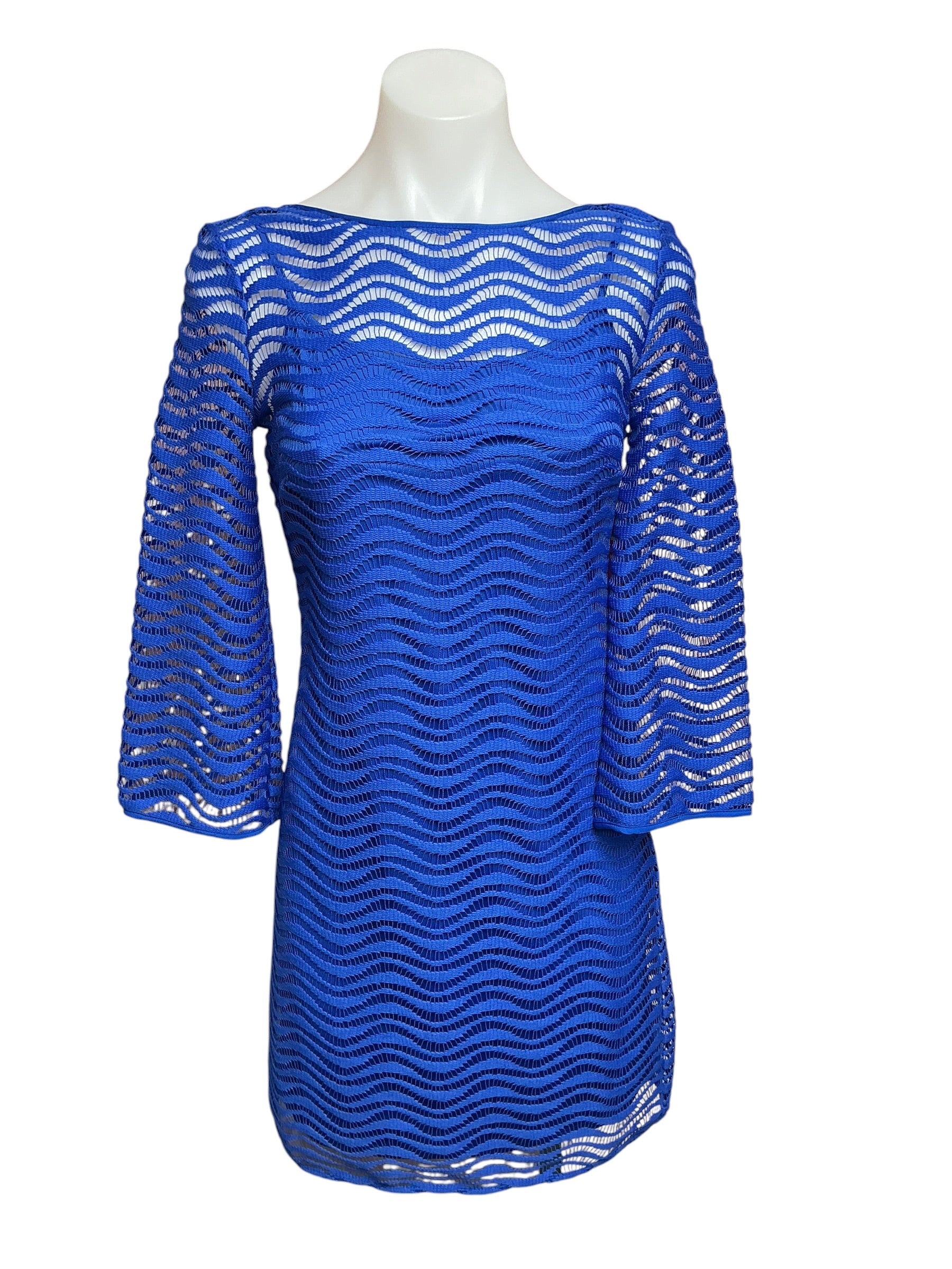 Lilly Pulitzer NWT Topanga Dress Sapphire Blue Wavey Knit Lace - Size XXS