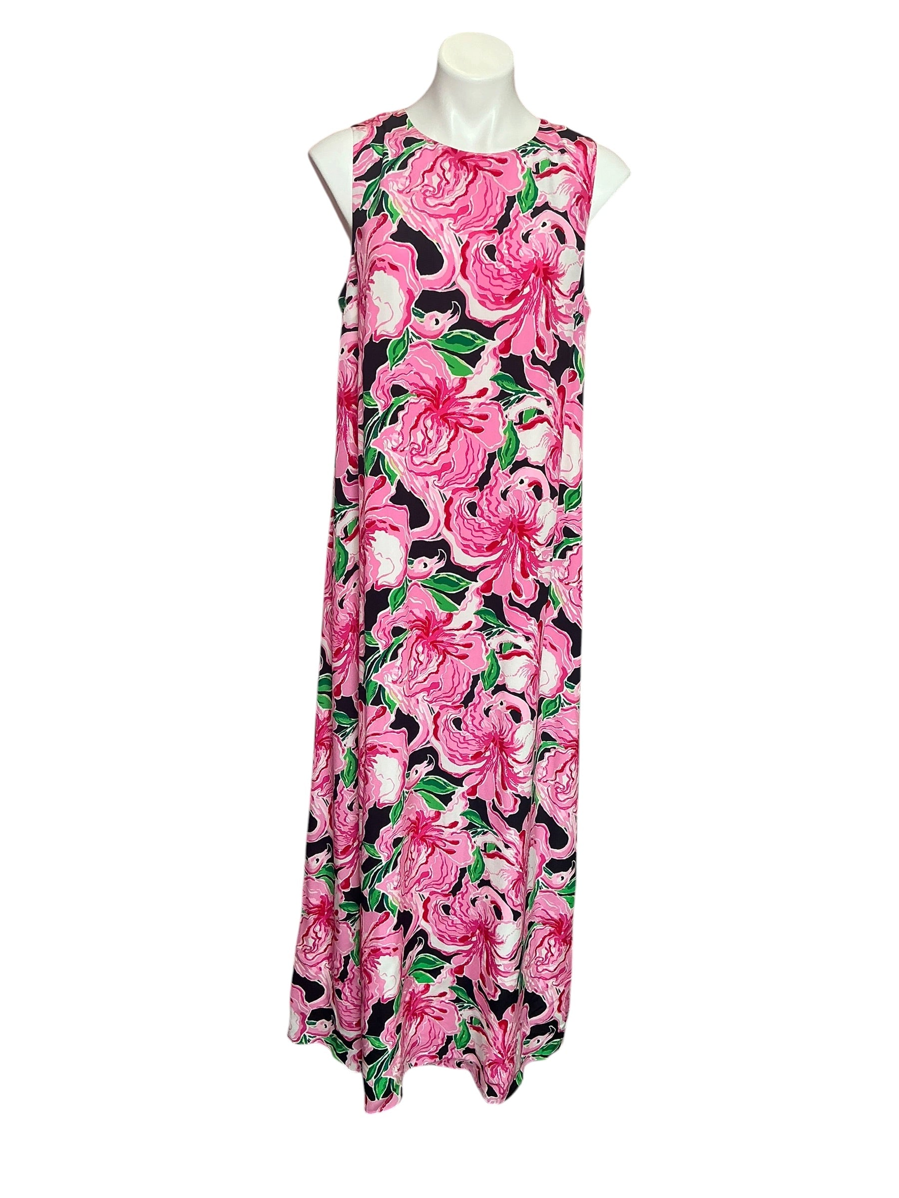 Lilly Pulitzer Iris Silk Maxi Dress Onyx Party All The Time - Size 8
