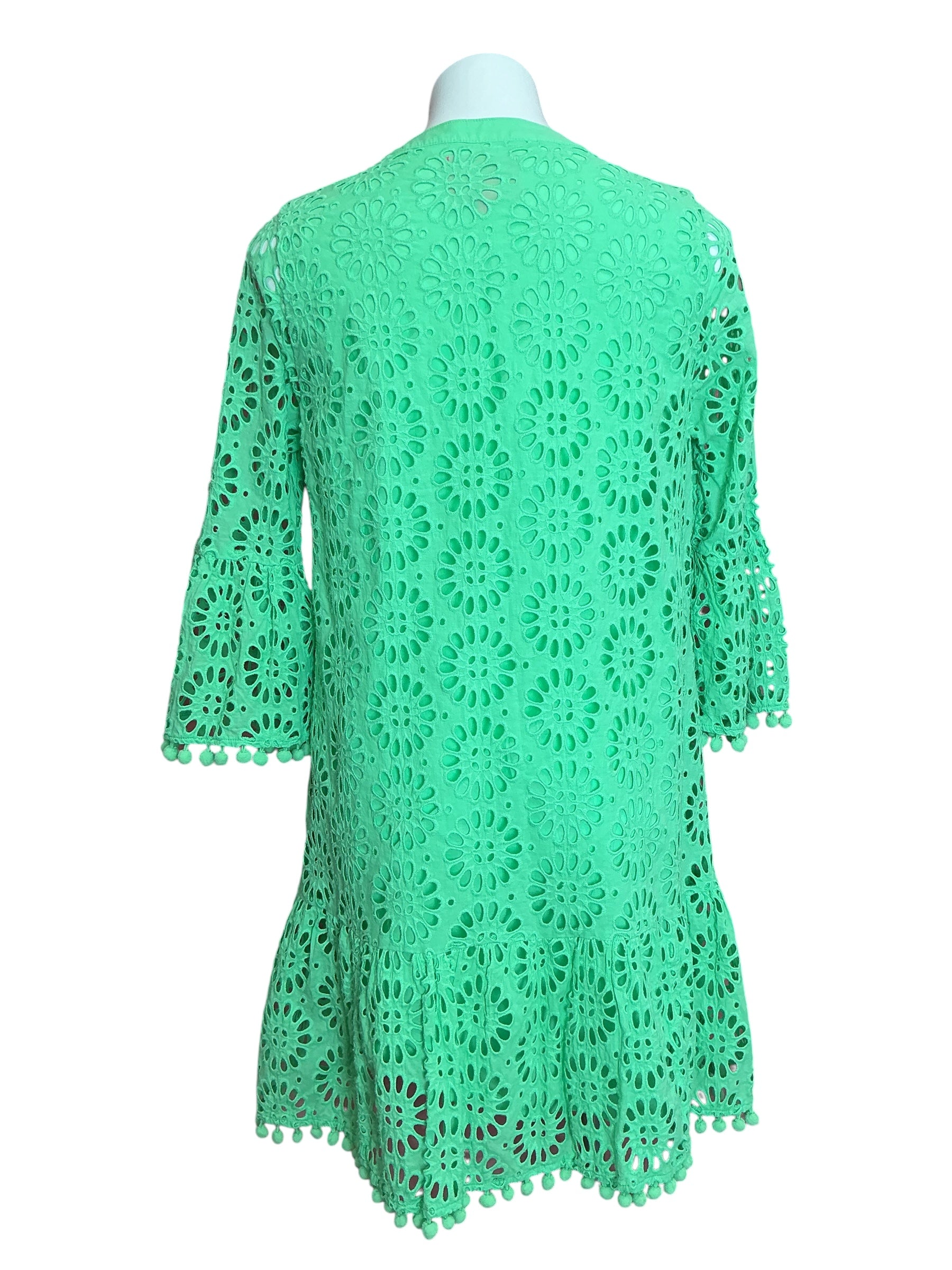 Lilly Pulitzer Bekah 3/4 Sleeve Eyelet Tunic Dress Patina Green Oversized Pinwheel - Size M