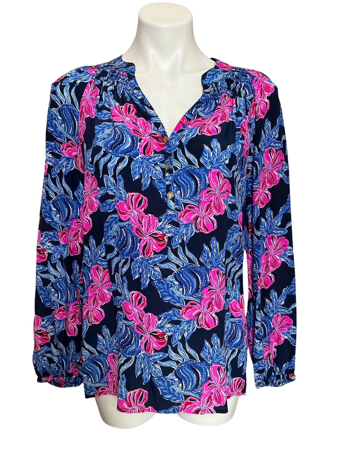 Lilly Pulitzer Elsa Top Low Tide Navy Its Offshell - Size S