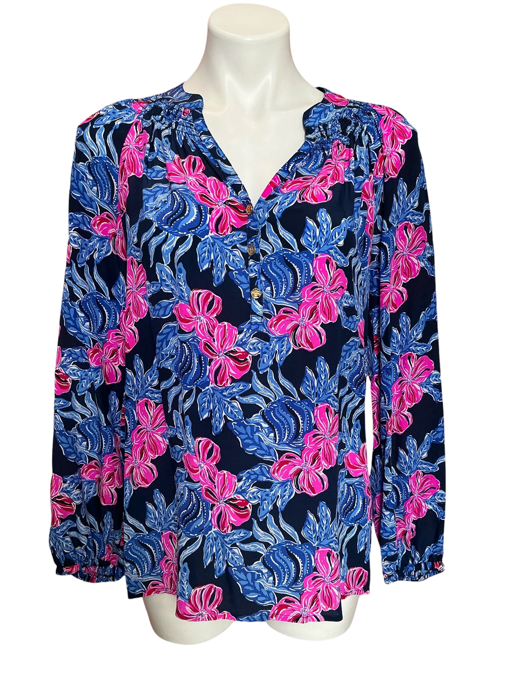 Lilly Pulitzer Elsa Top Low Tide Navy Its Offshell - Size S
