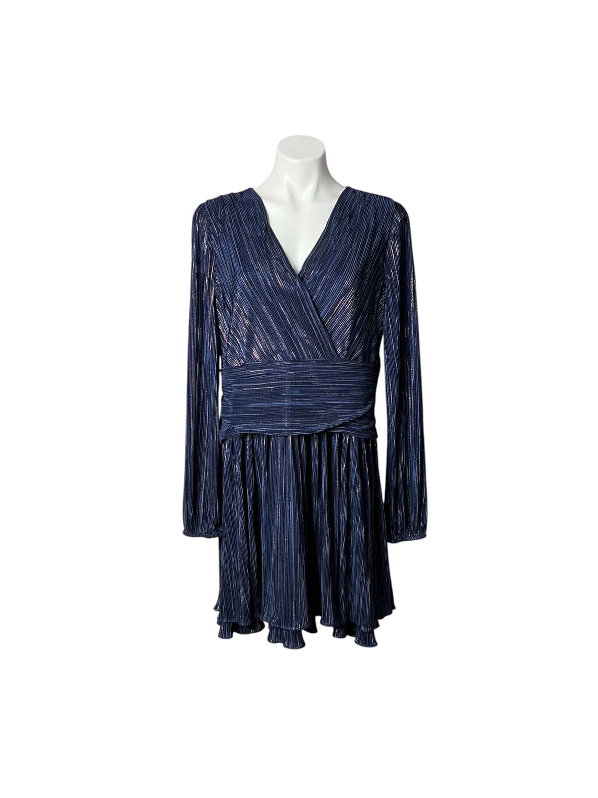 Lilly Pulitzer Jessamie Metallic Long Sleeve Dress Low Tide Navy - Size 12