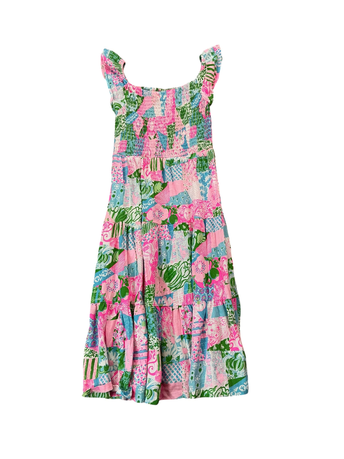 Lilly Pulitzer Girls Mini Jilly Midi Dress Multi Crazy Quilt - Size M (6-7)