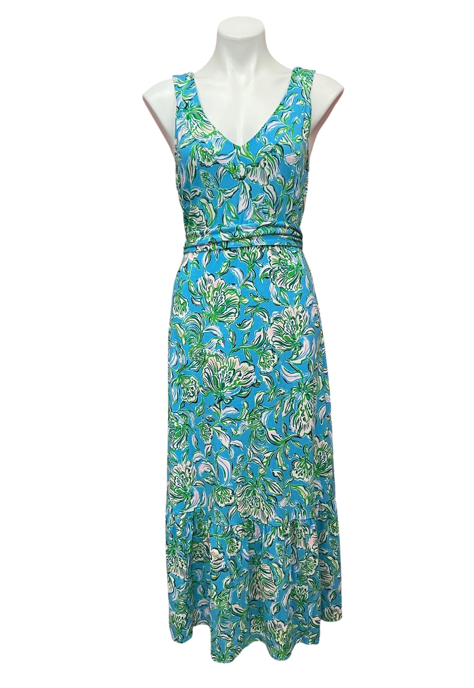 Lilly Pulitzer NWT Madsen V Neck Midi Dress Cumulus Blue Chick Magnet - Size M