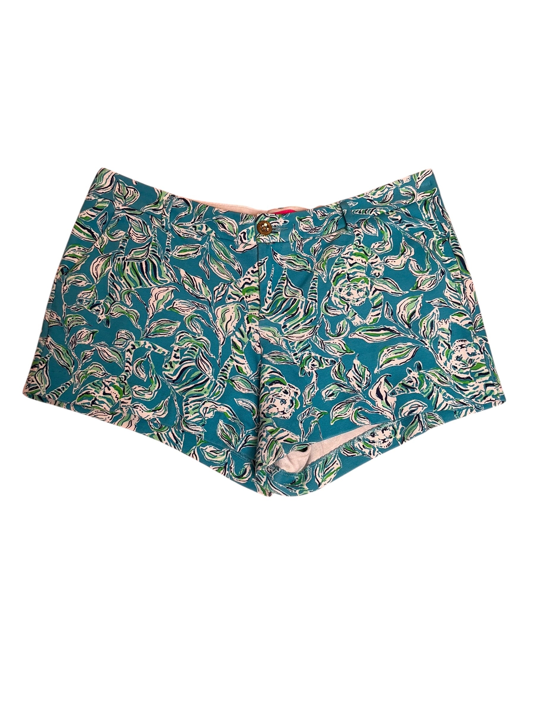 Lilly Pulitzer Callahan Knit Shorts Turquoise Blue Zebra - Size 12