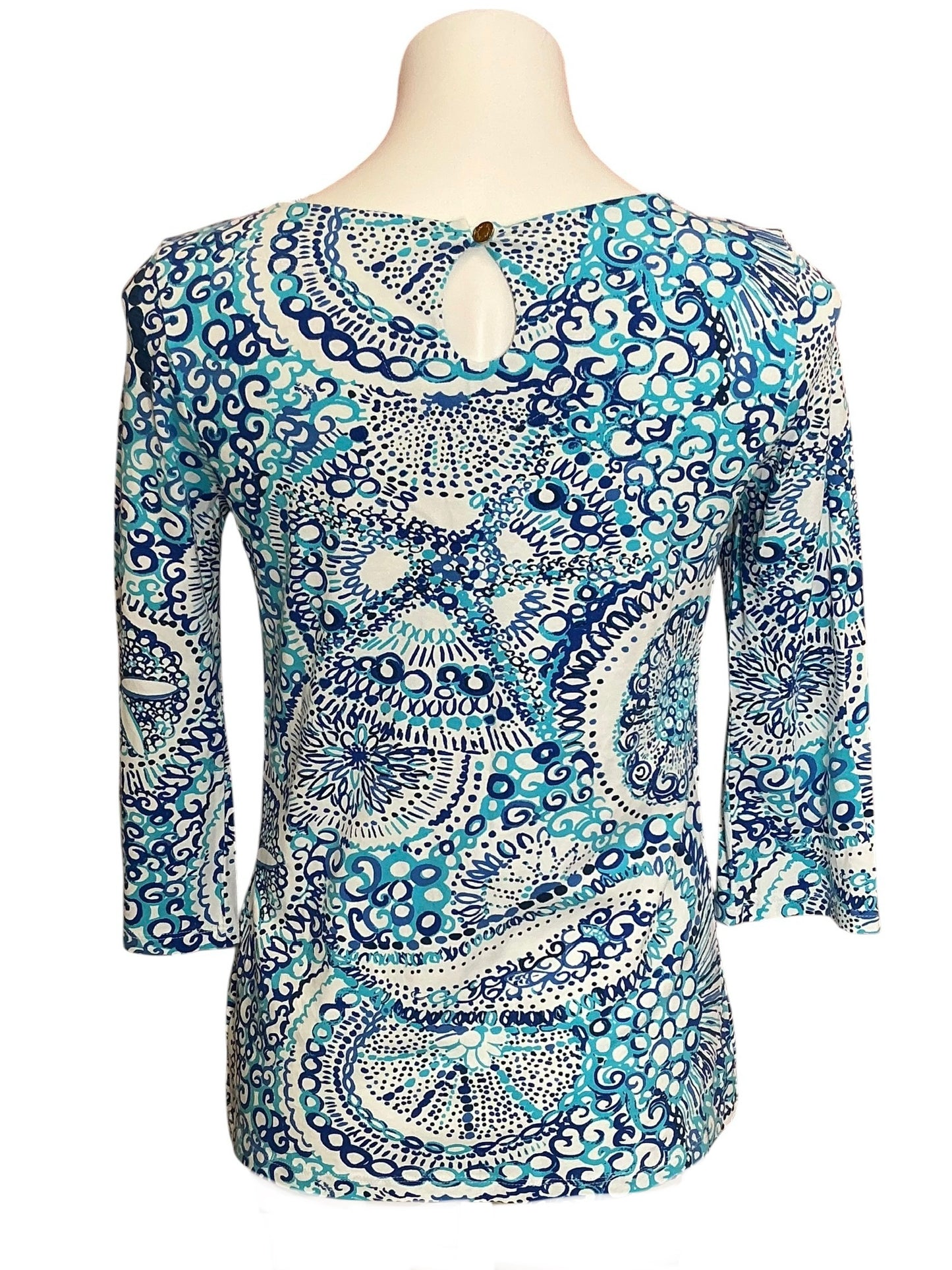 Lilly Pulitzer Waverly Top Resort White Midnight Blues - Size S