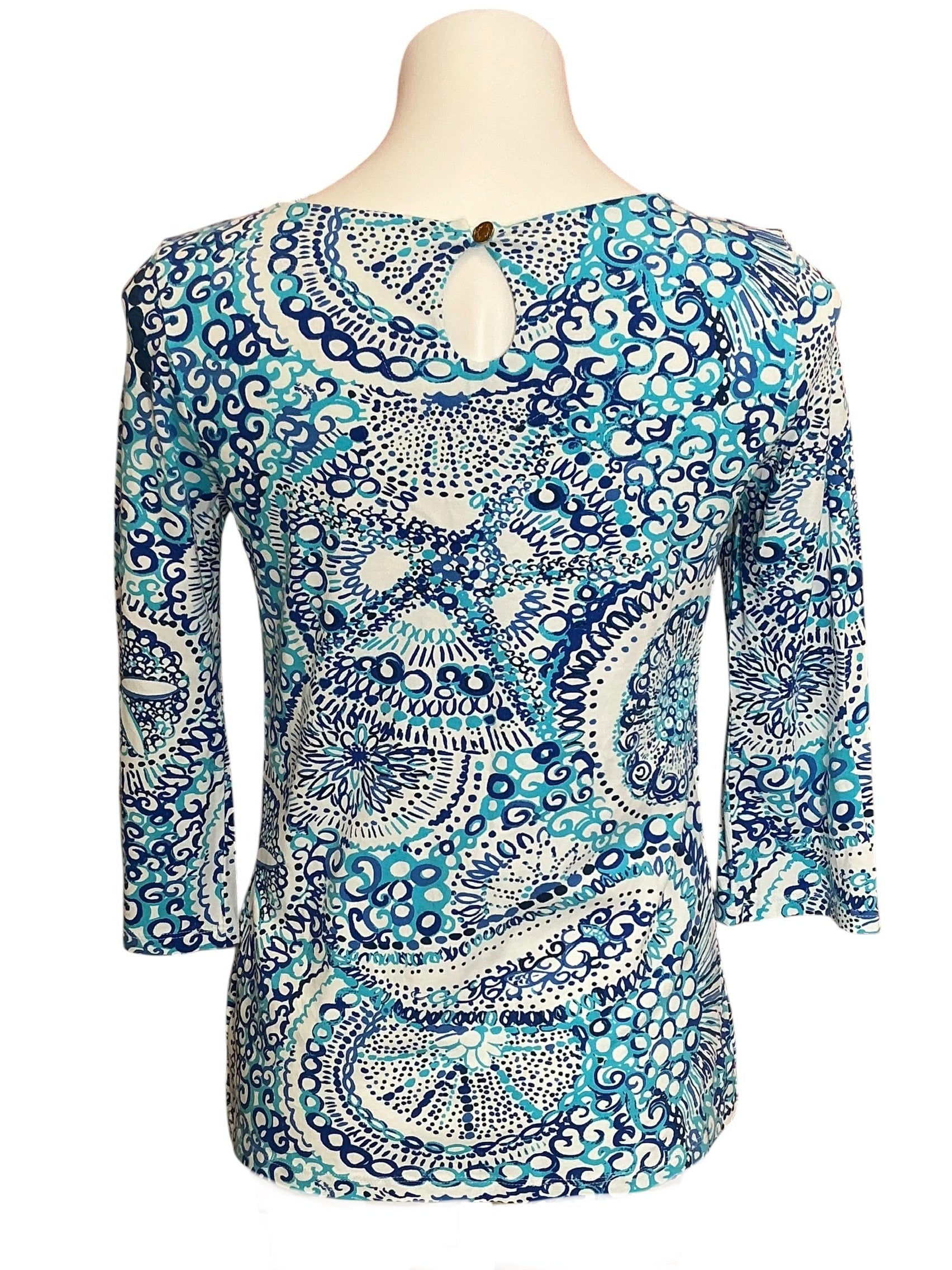 Lilly Pulitzer Waverly Top Resort White Midnight Blues - Size S