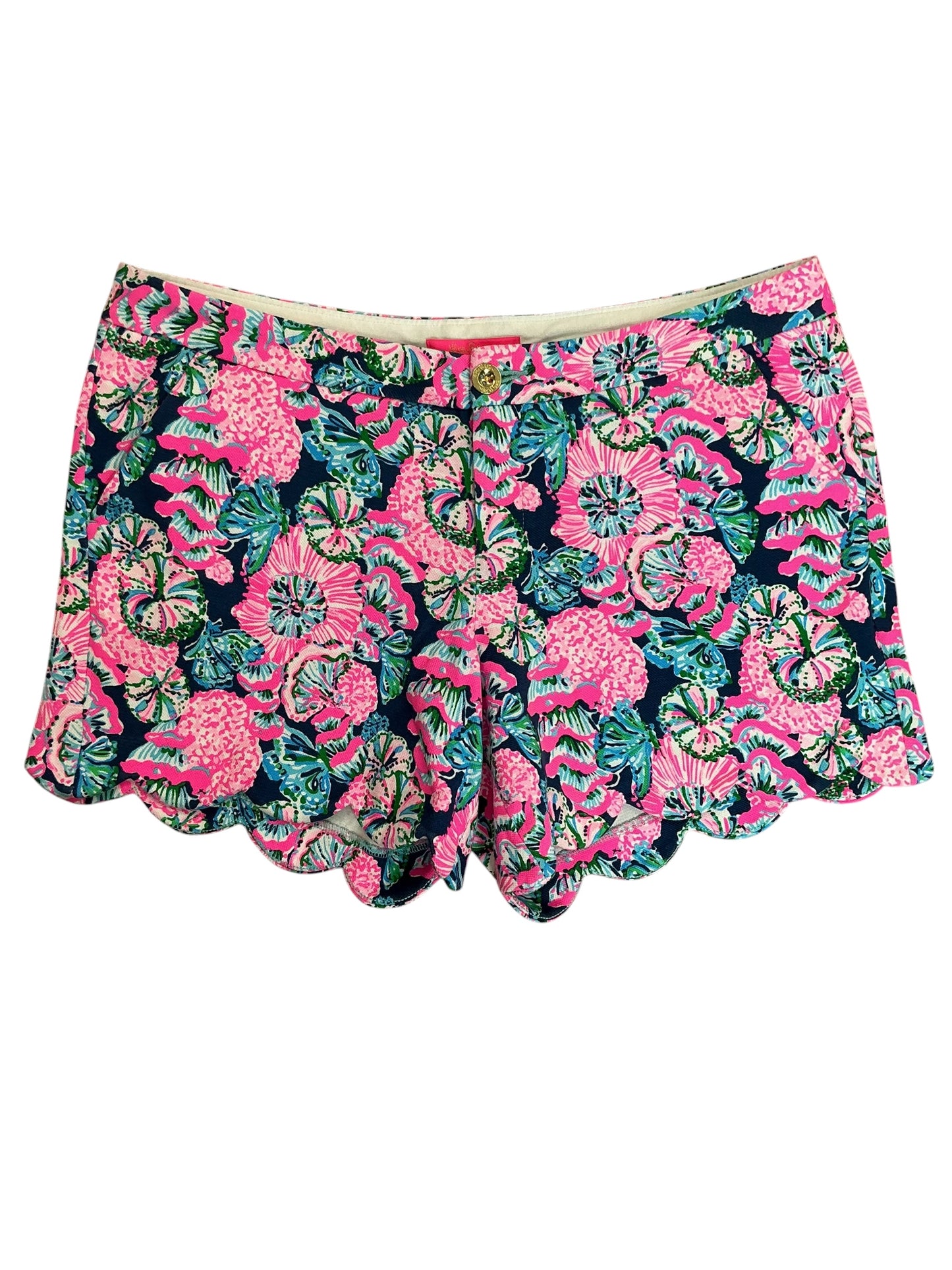 Lilly Pulitzer NWT Buttercup Knit Shorts Oyster Bay Navy Shroom With A View - Size 12