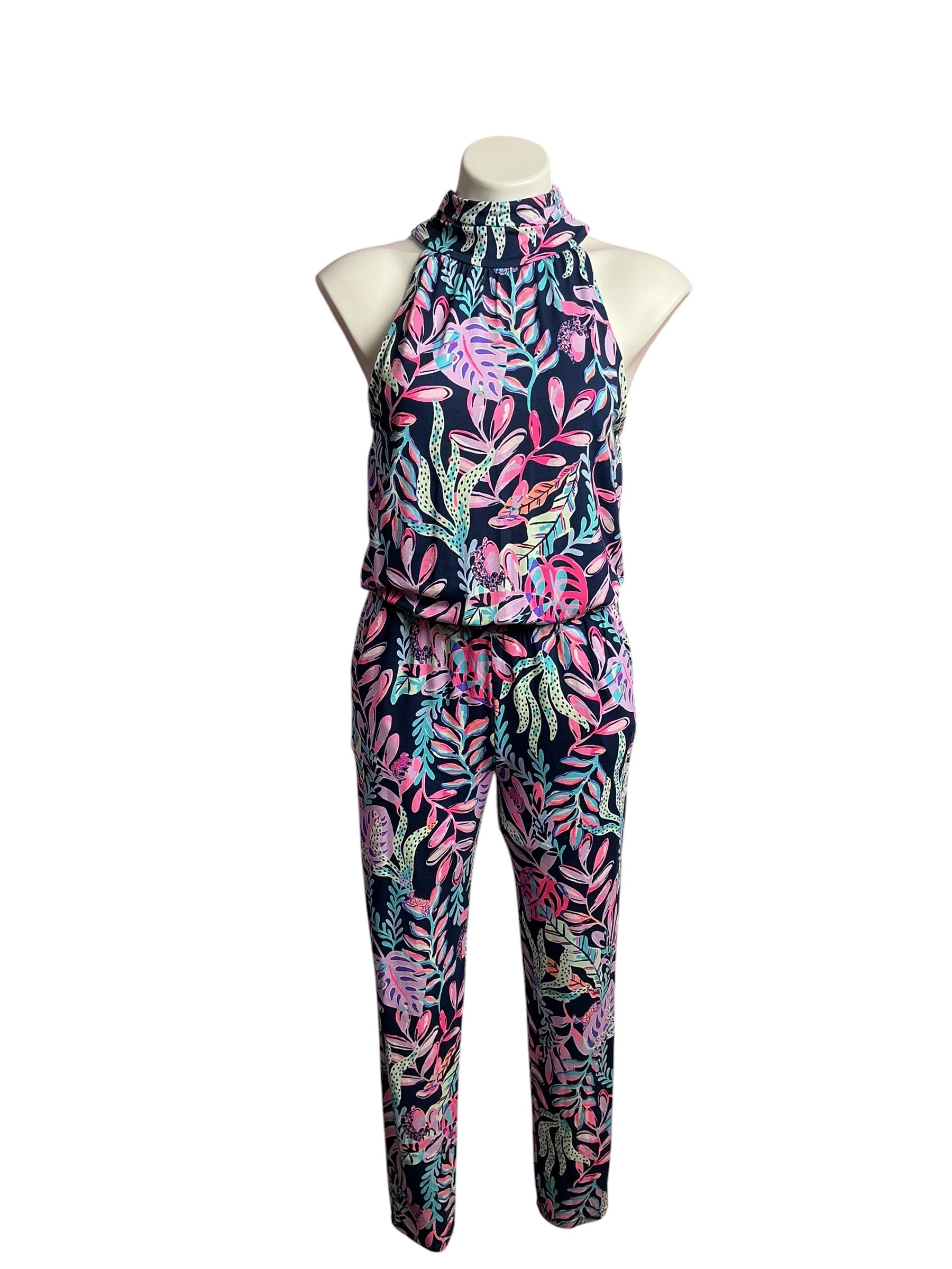 Lilly Pulitzer- NWT Wyota Jumpsuit Oyster Bay Navy You’ve Been Spotted Size XS
