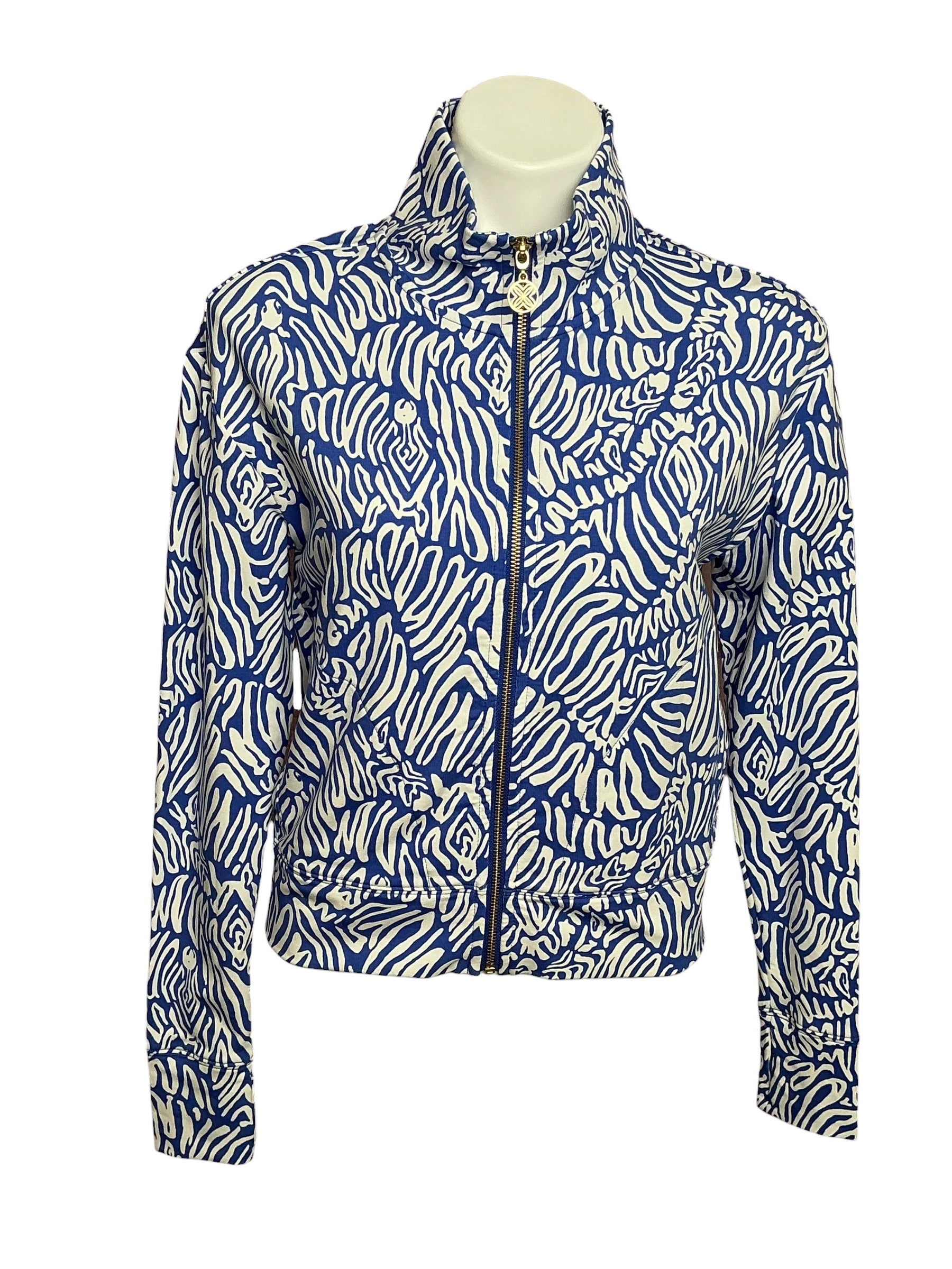 Lilly Pulitzer Wrenley UPF 50+ Zip-Up Jacket Martinique Blue Zee Bebe - Size XXS