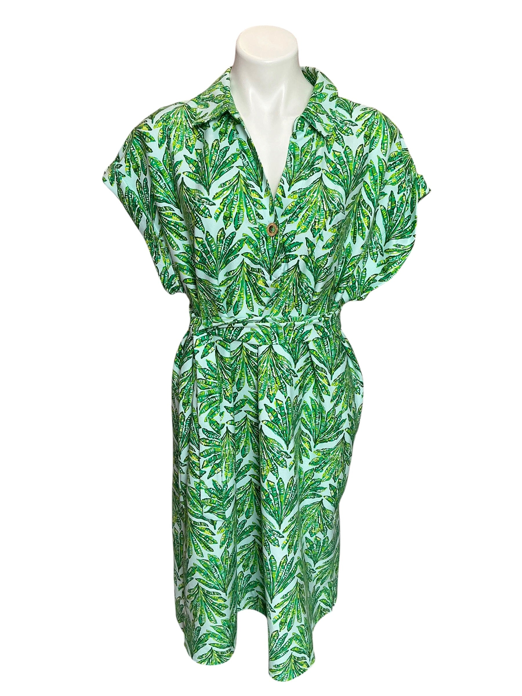 Lilly Pulitzer Emersyn Dress Kitts Green Crossgrain Shady Babe - Size XL