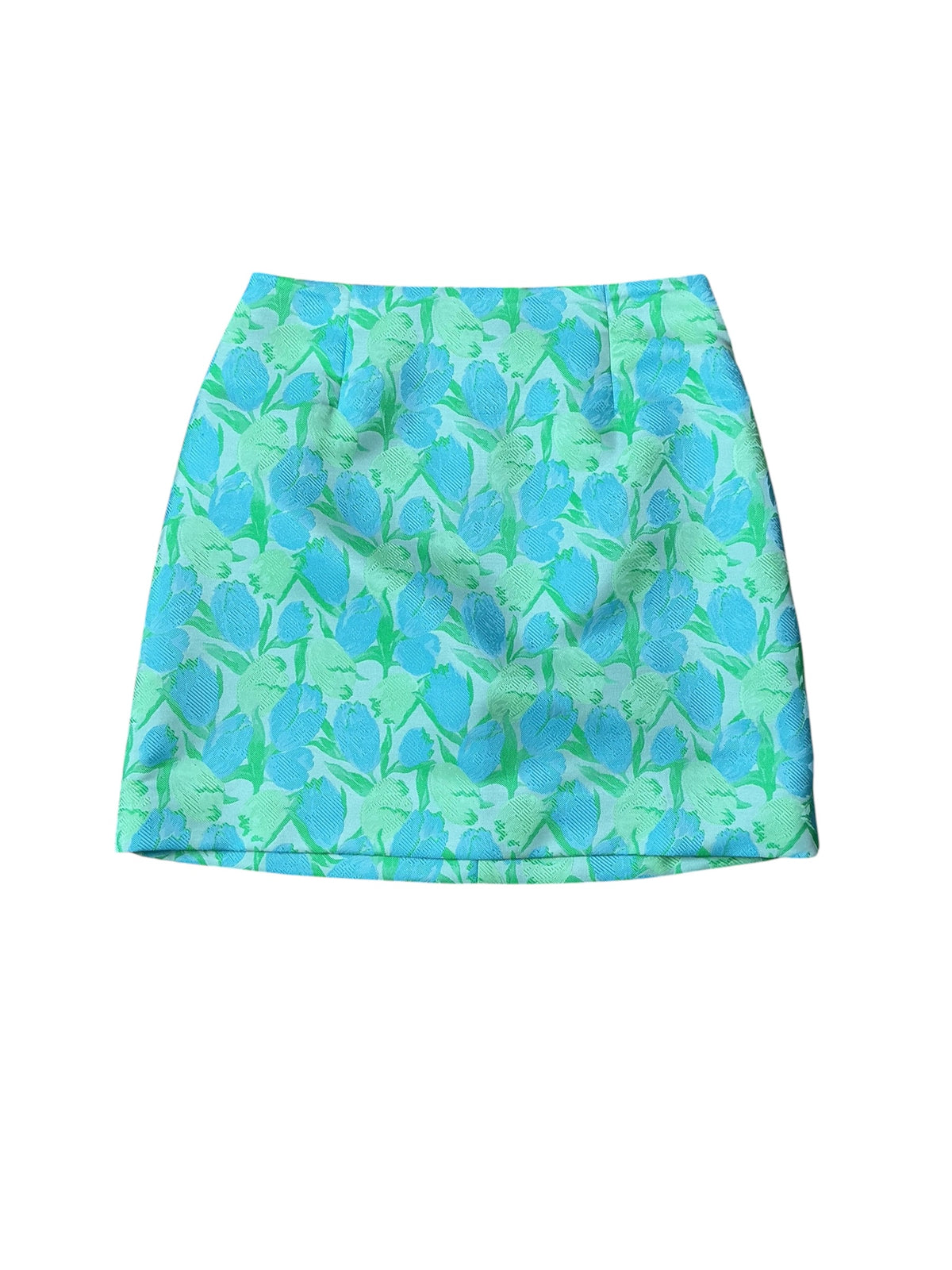 Lilly Pulitzer Kels Mini Skirt Capri Blue Tulip Tango Jacquard - Size 0