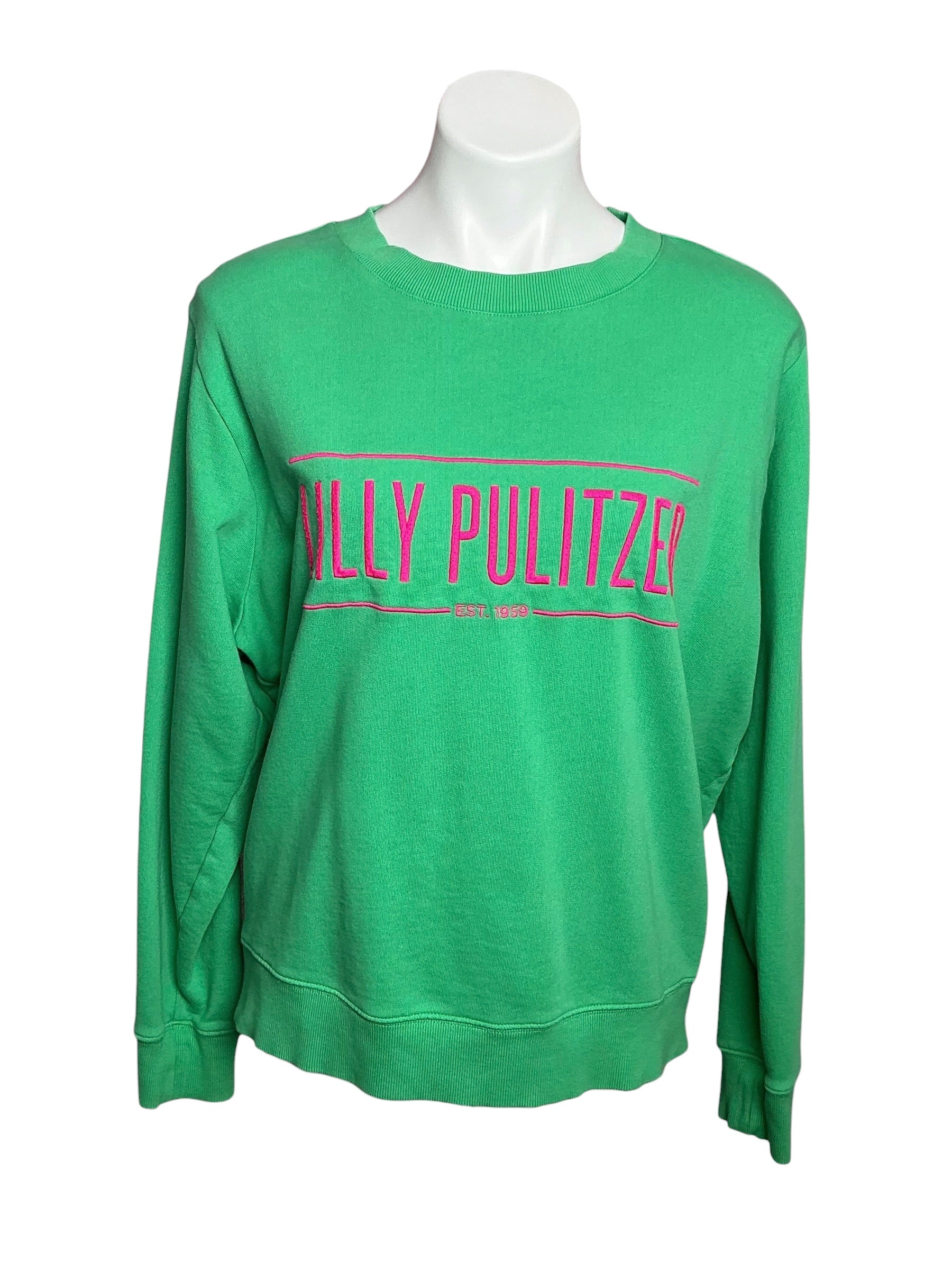 Lilly Pulitzer Ballad Long Sleeve Sweatshirt Spearmint Green Logo - Size M