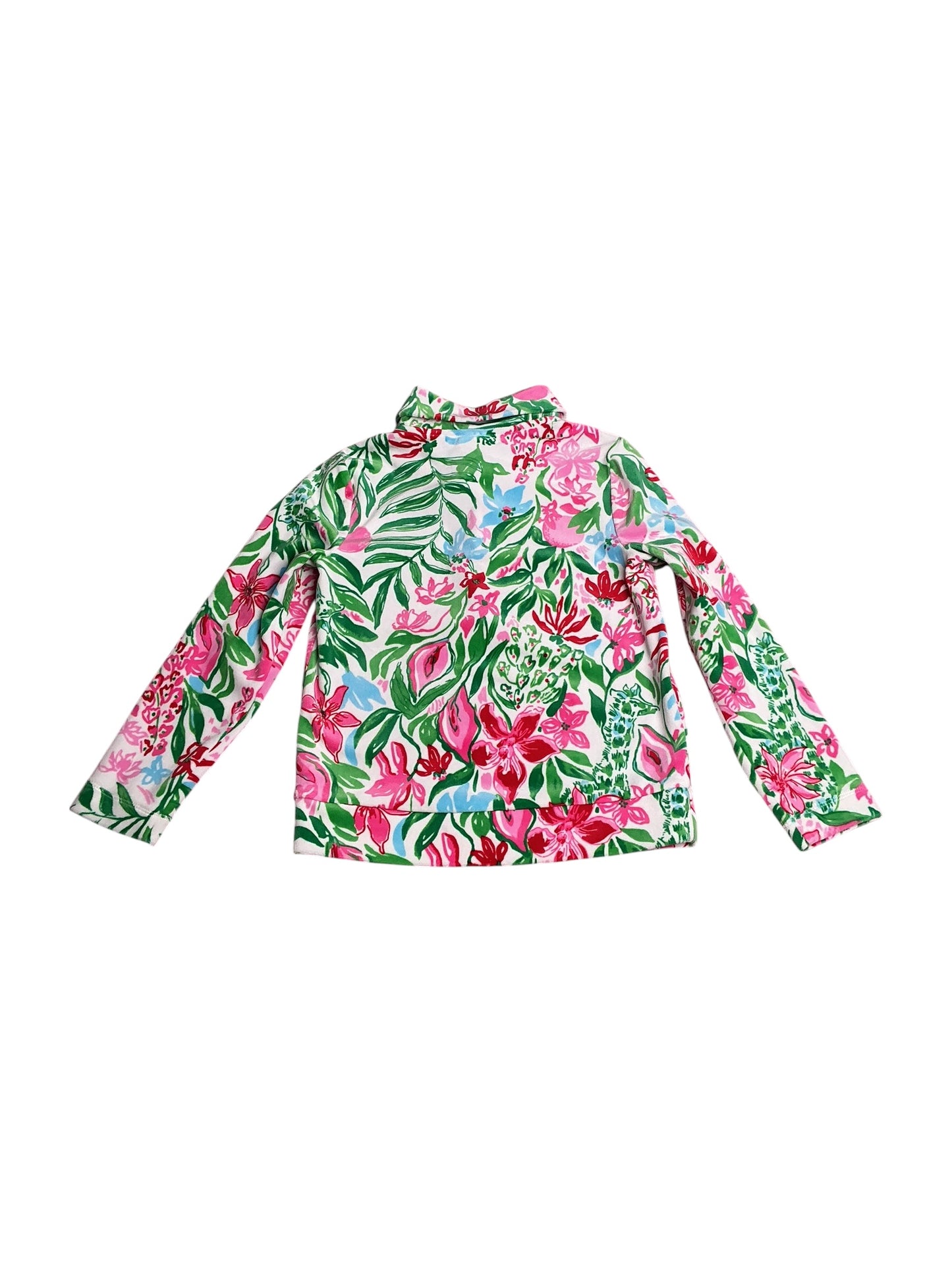 Lilly Pulitzer- Girls Mini Eleni Velour Pullover Multi Glowing Gardens Size L(8-10)